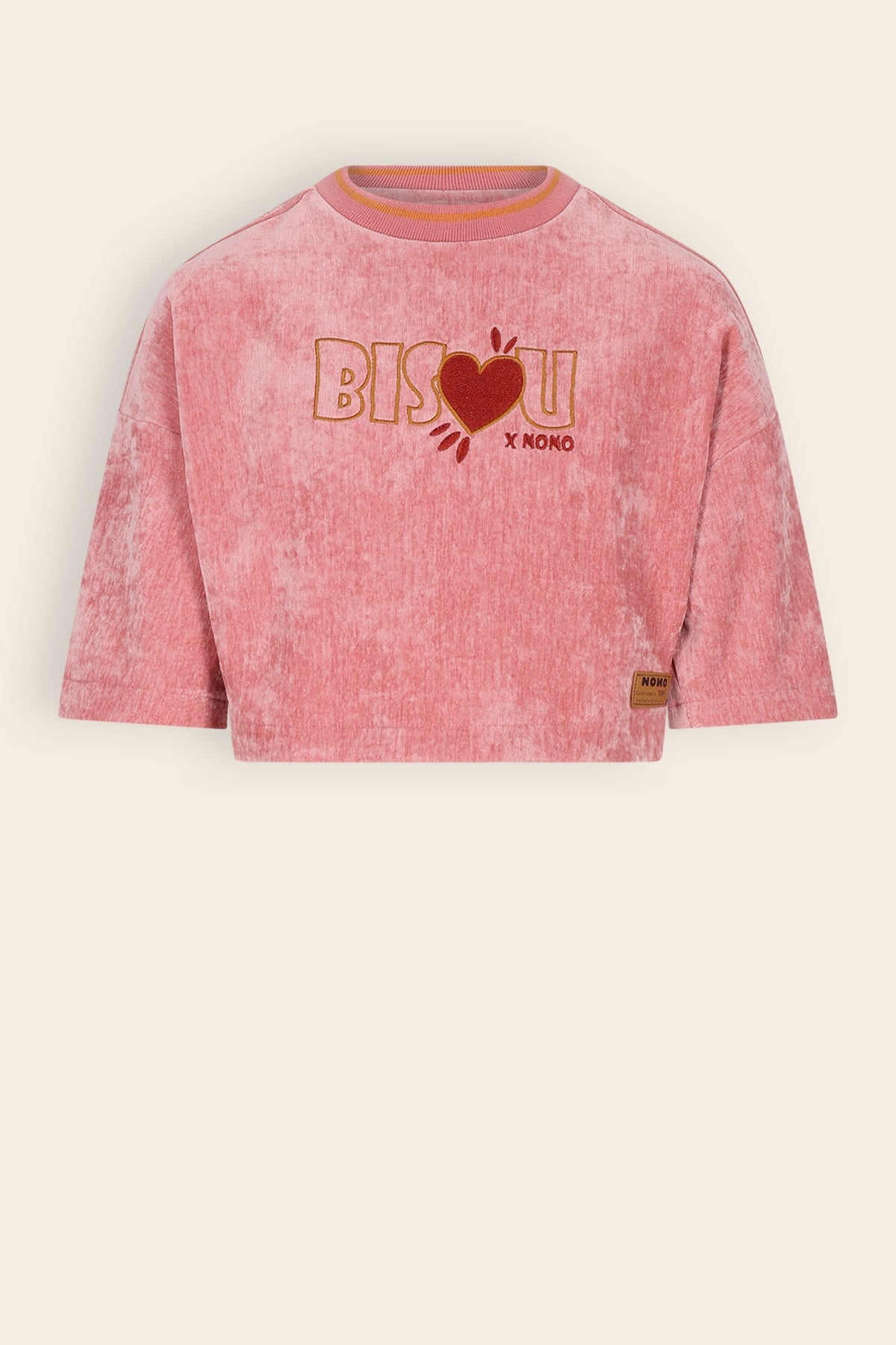 NoNo Kaily Velvet Top met Borduur Roze
