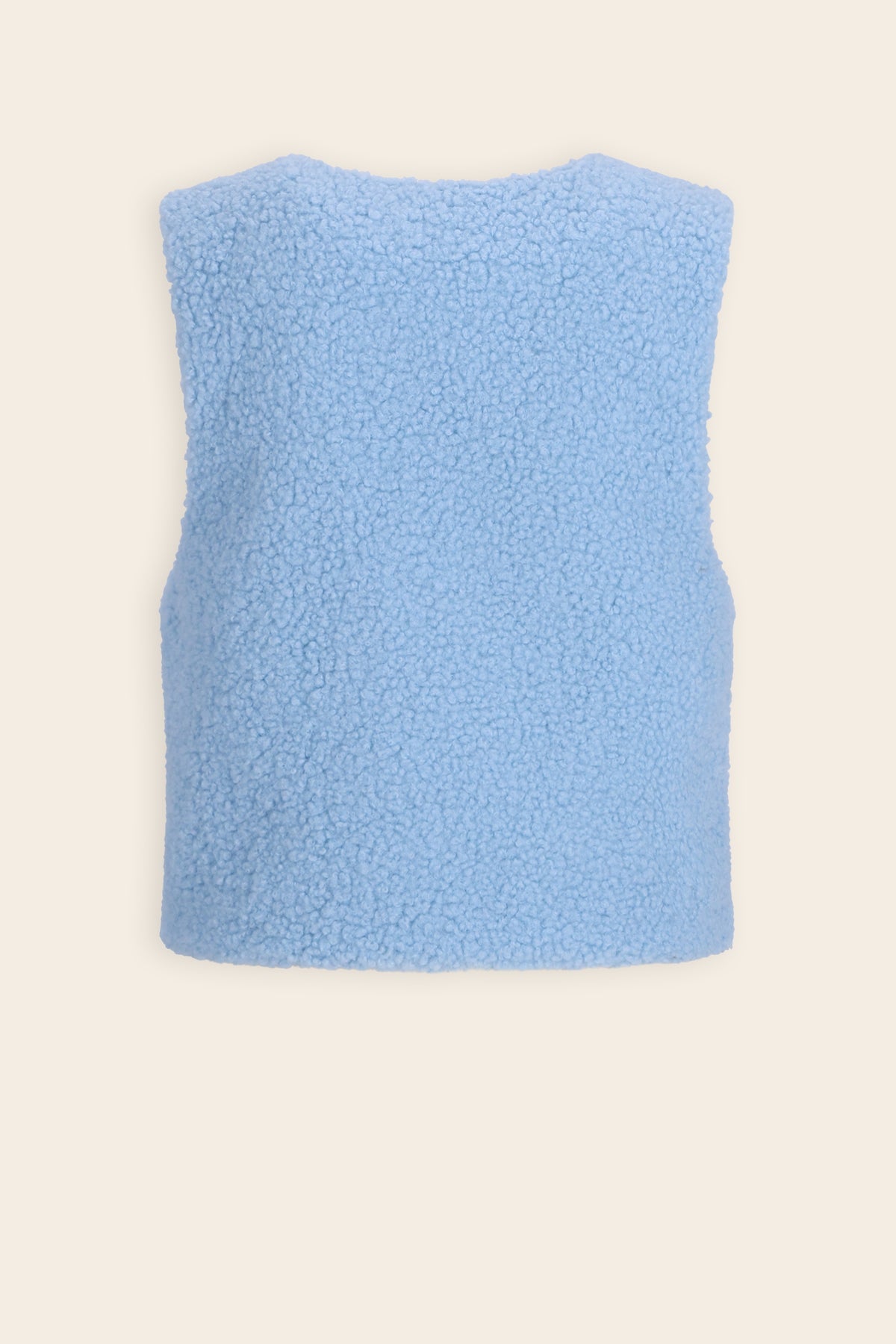 NoNo Kadi Geborduurde Teddy Gilet Lichtblauw