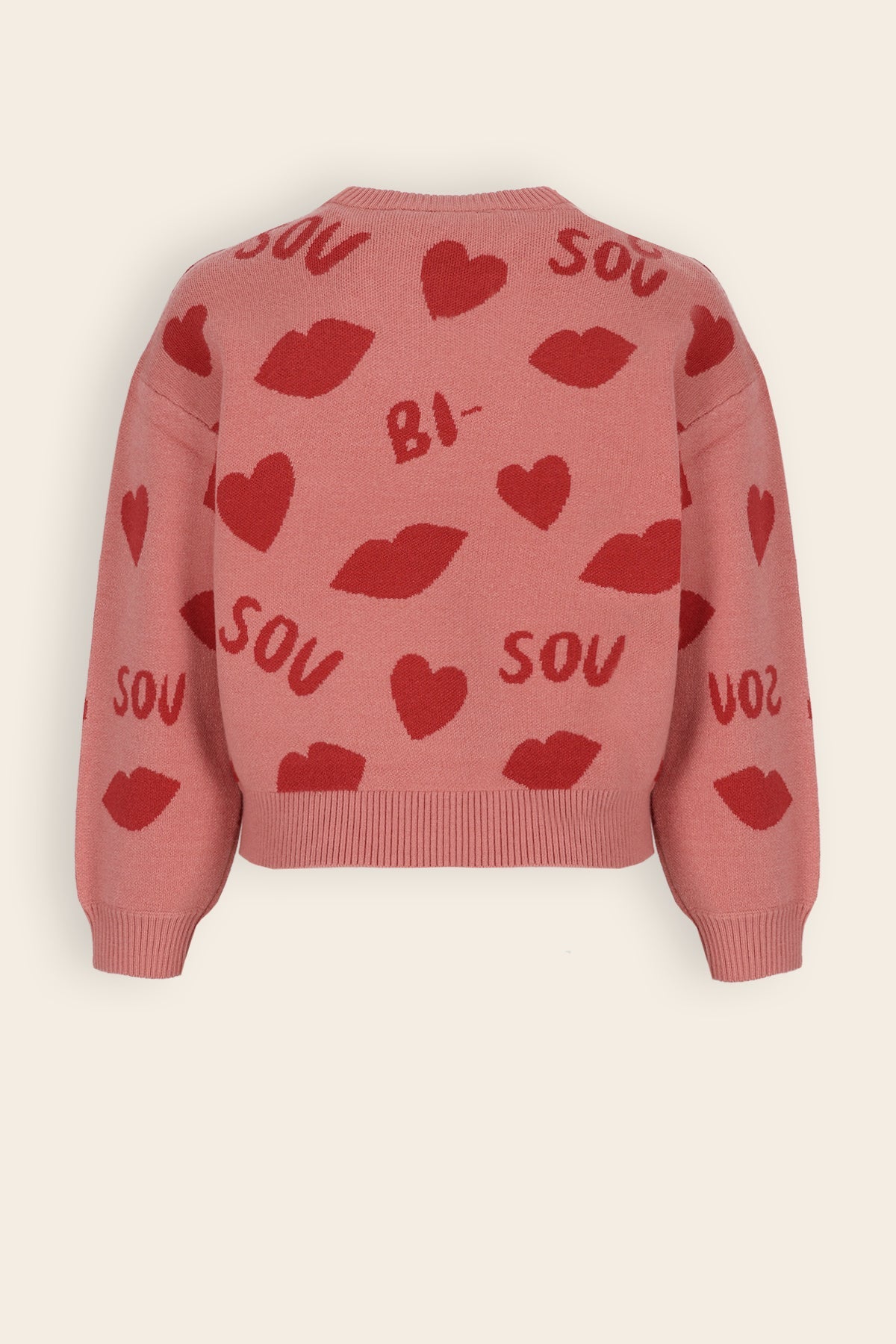 NoNo Katie Gebreide Jacquard 'Bisou' Trui Roze