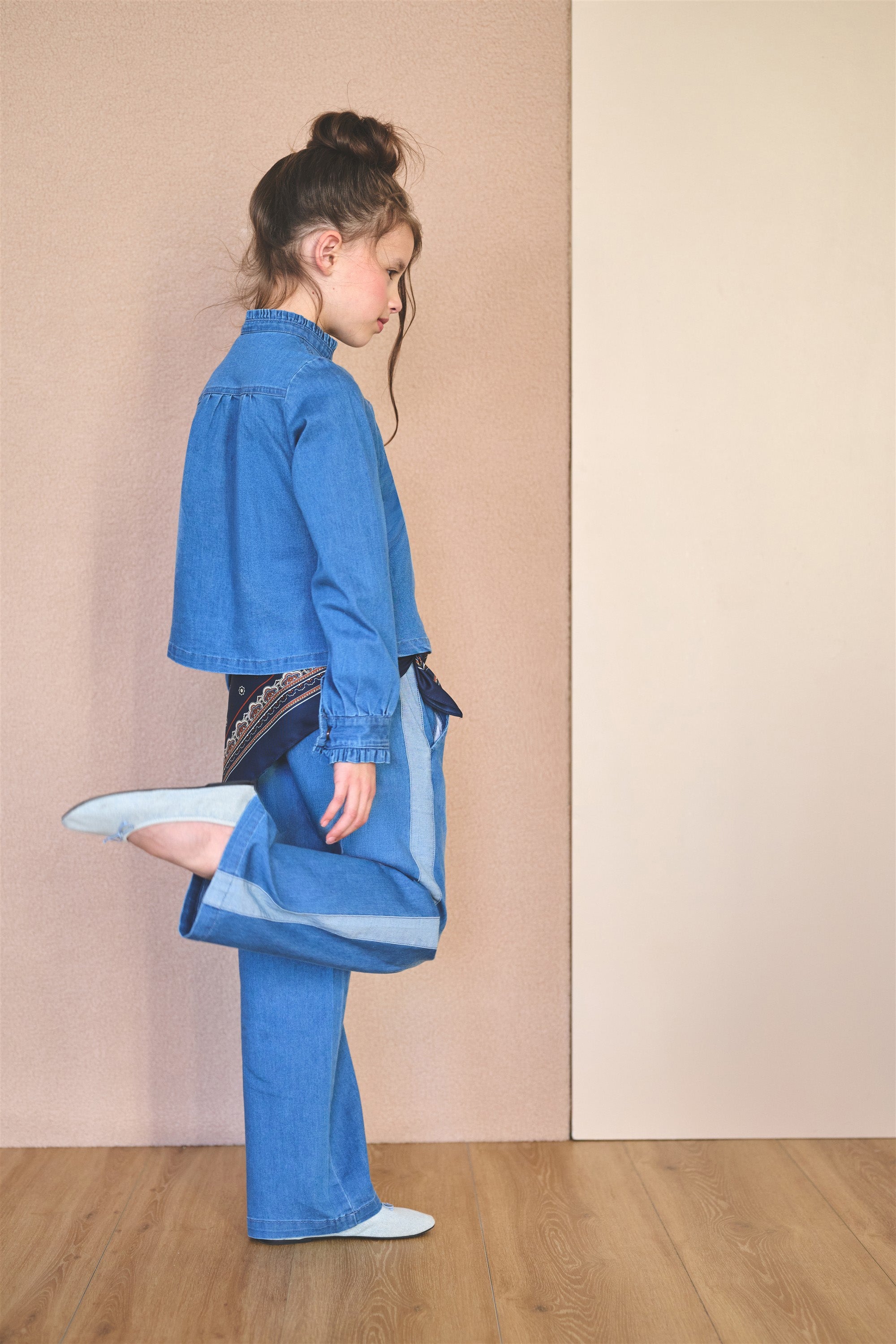 NoNo Sue Wijde Denim Broek Denimblauw