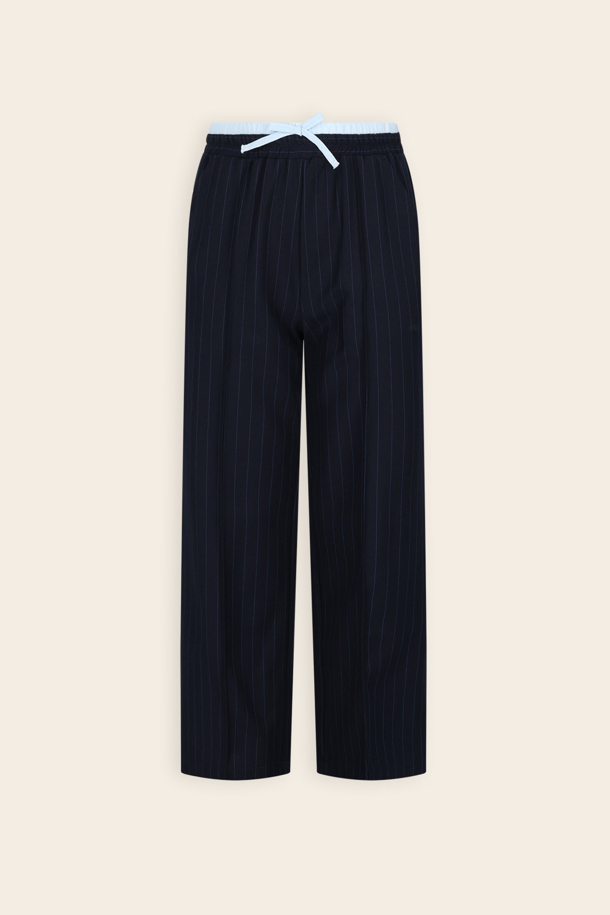 NoNo Sarah Gestreepte Wijde Broek Donkerblauw