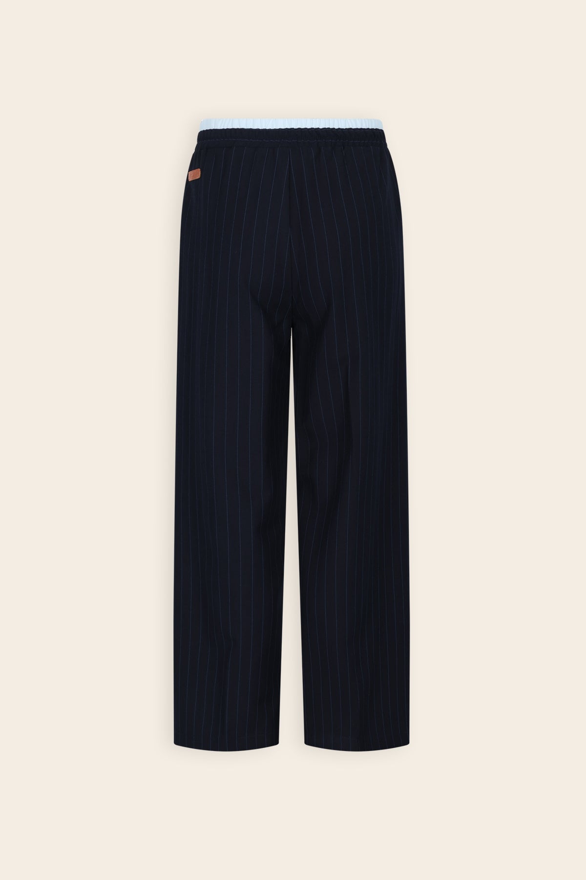 NoNo Sarah Gestreepte Wijde Broek Donkerblauw