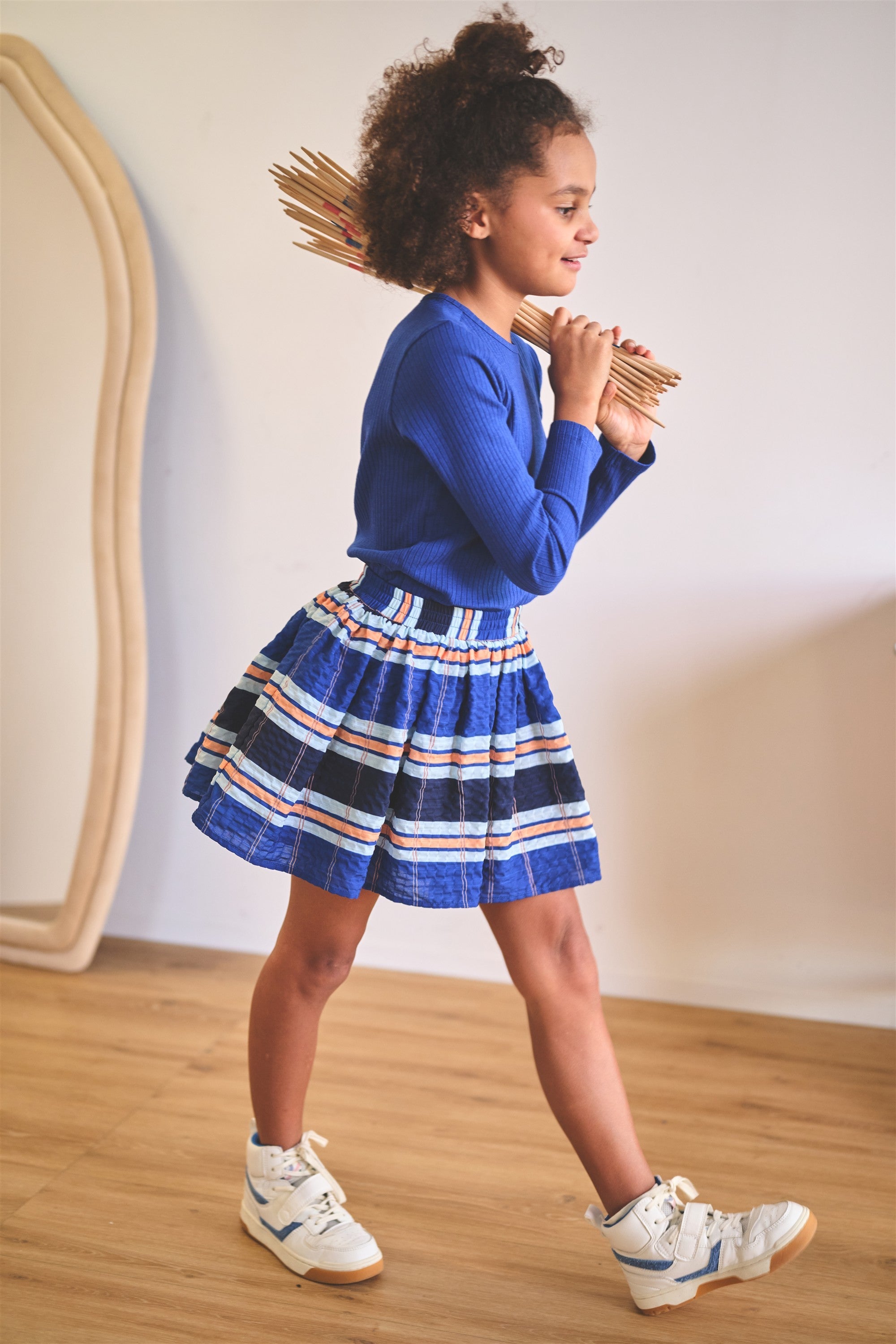 NoNo Ninu Geruite Rok Blauw