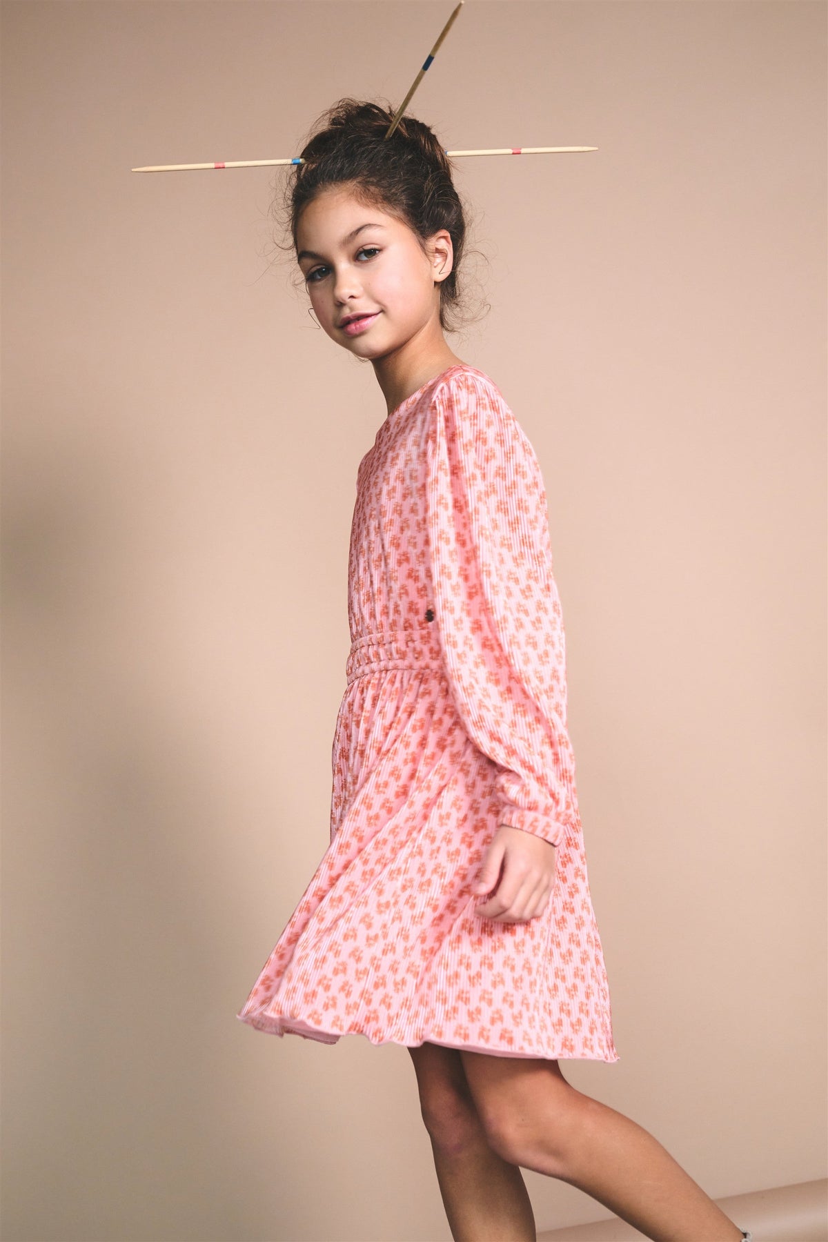 NoNo Mamai Geprinte Plissee Jurk Roze