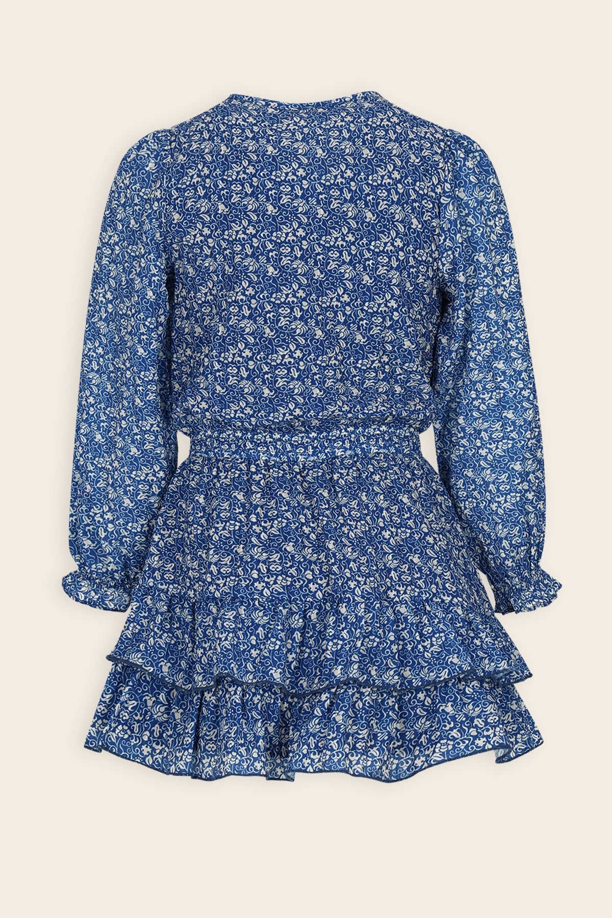 NoNo Miggy Geprinte Japanse Bloemen Jurk Blauw