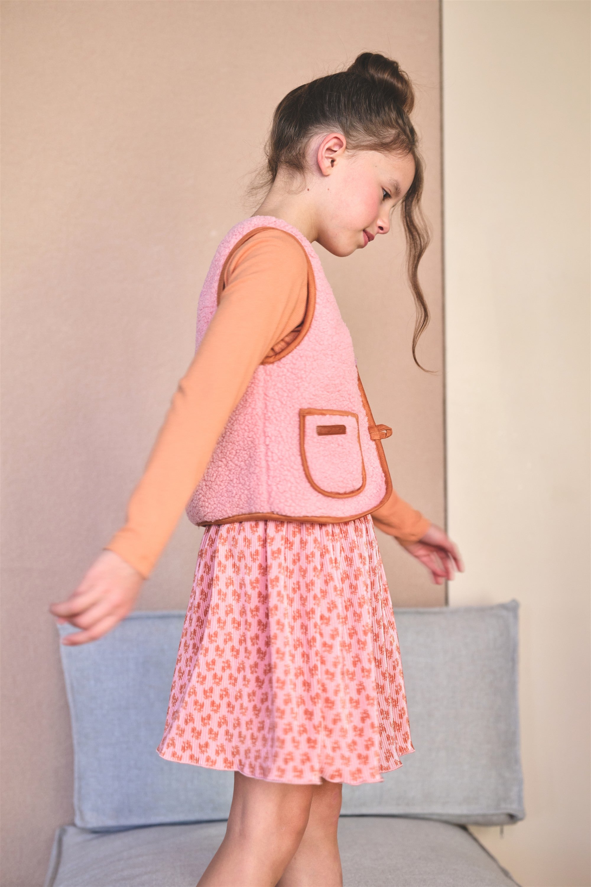 NoNo Maran Combi Jurk Oranje met Roze