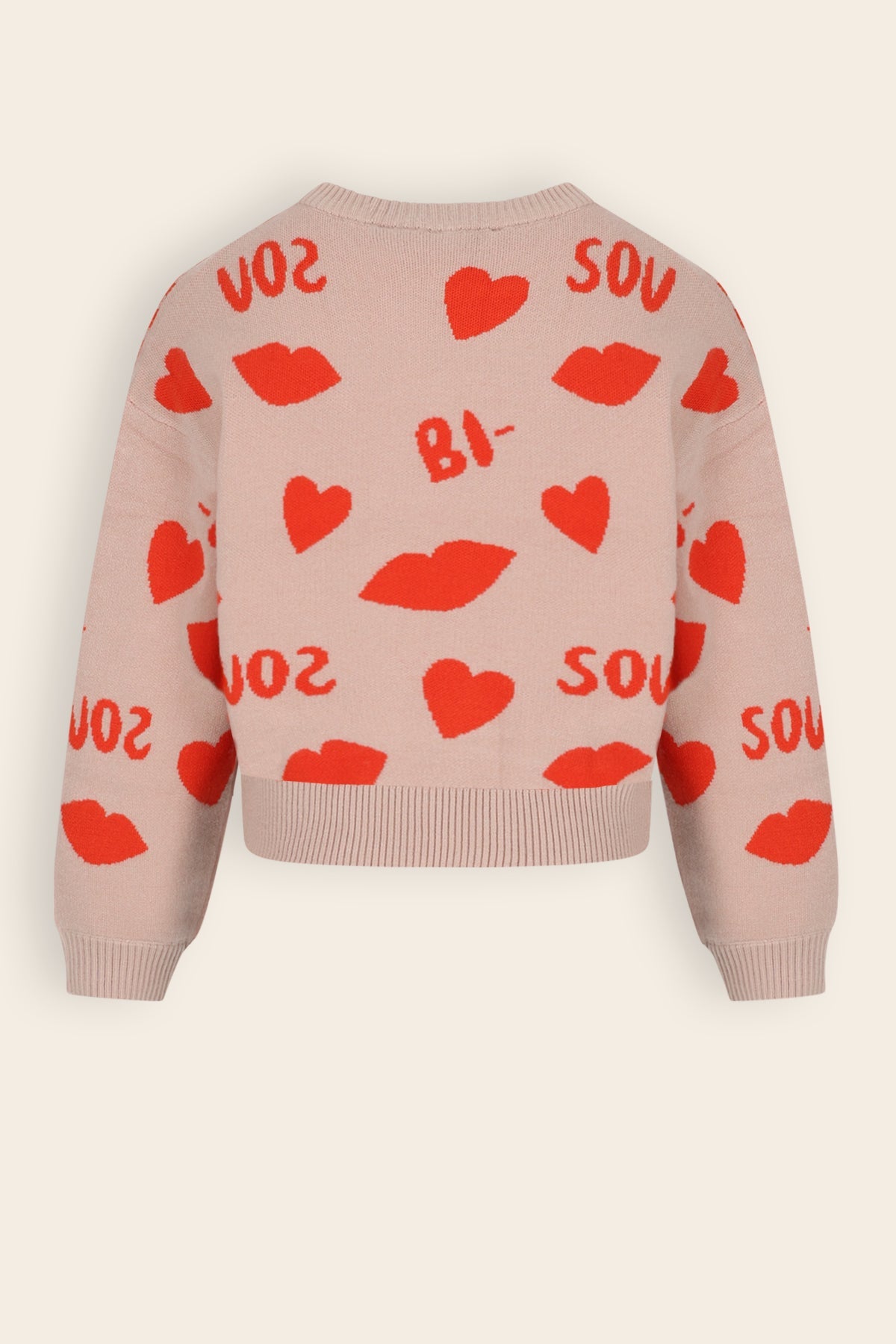NoNo Katie Gebreide Jacquard 'Bisou' Trui Zand