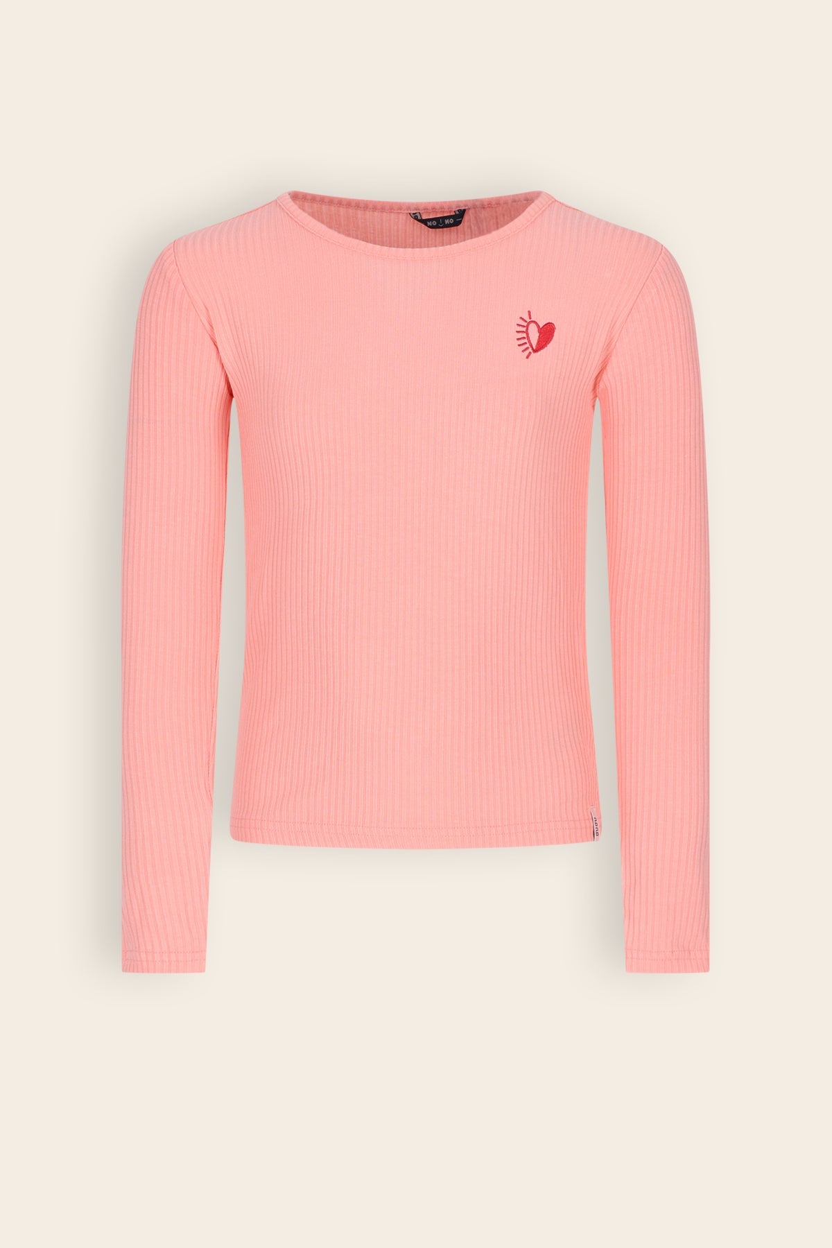 NoNo Kess Essential Rib Jersey Tshirt Roze Peach