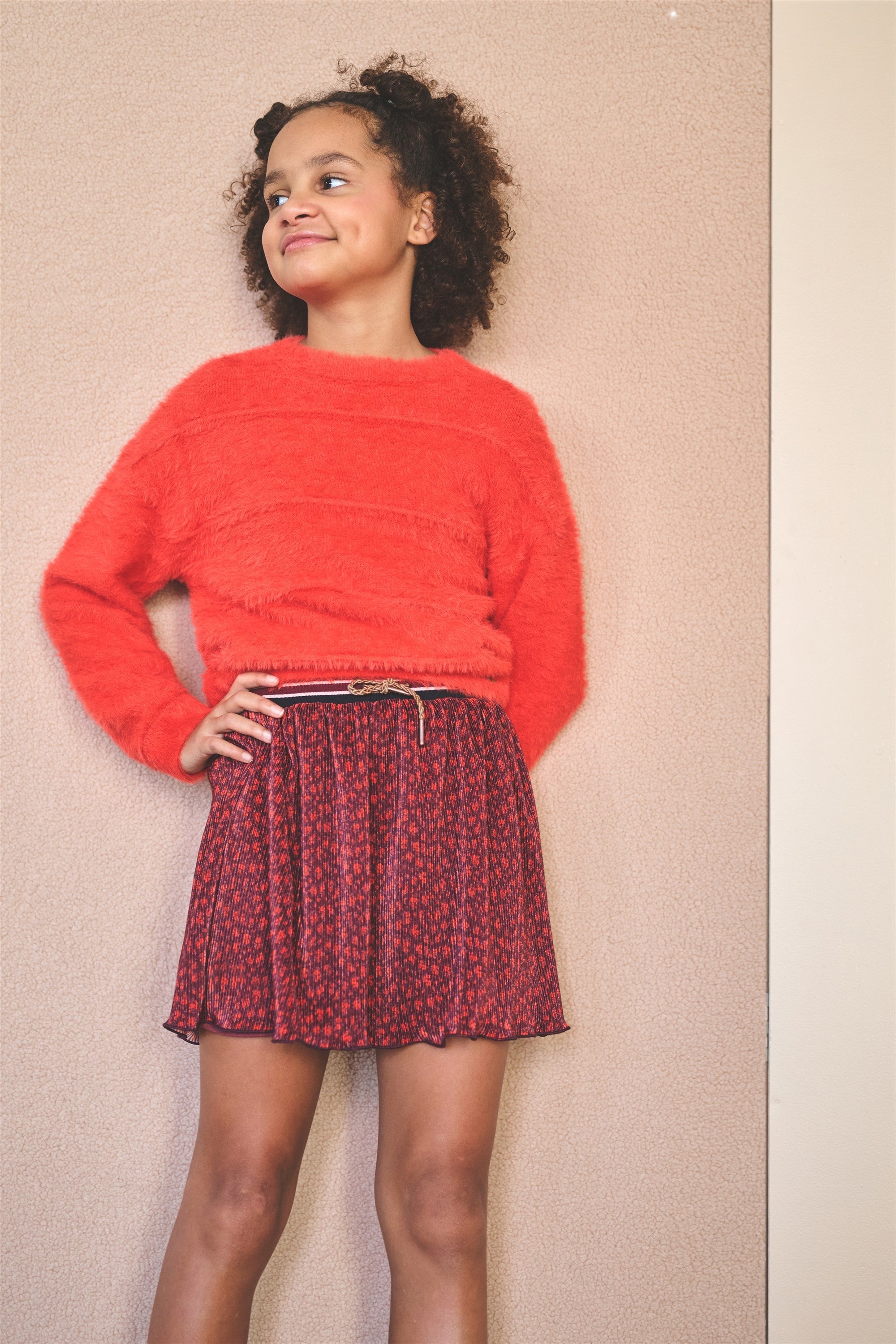 NoNo Nima Geprinte Plissee Rok Bordeaux