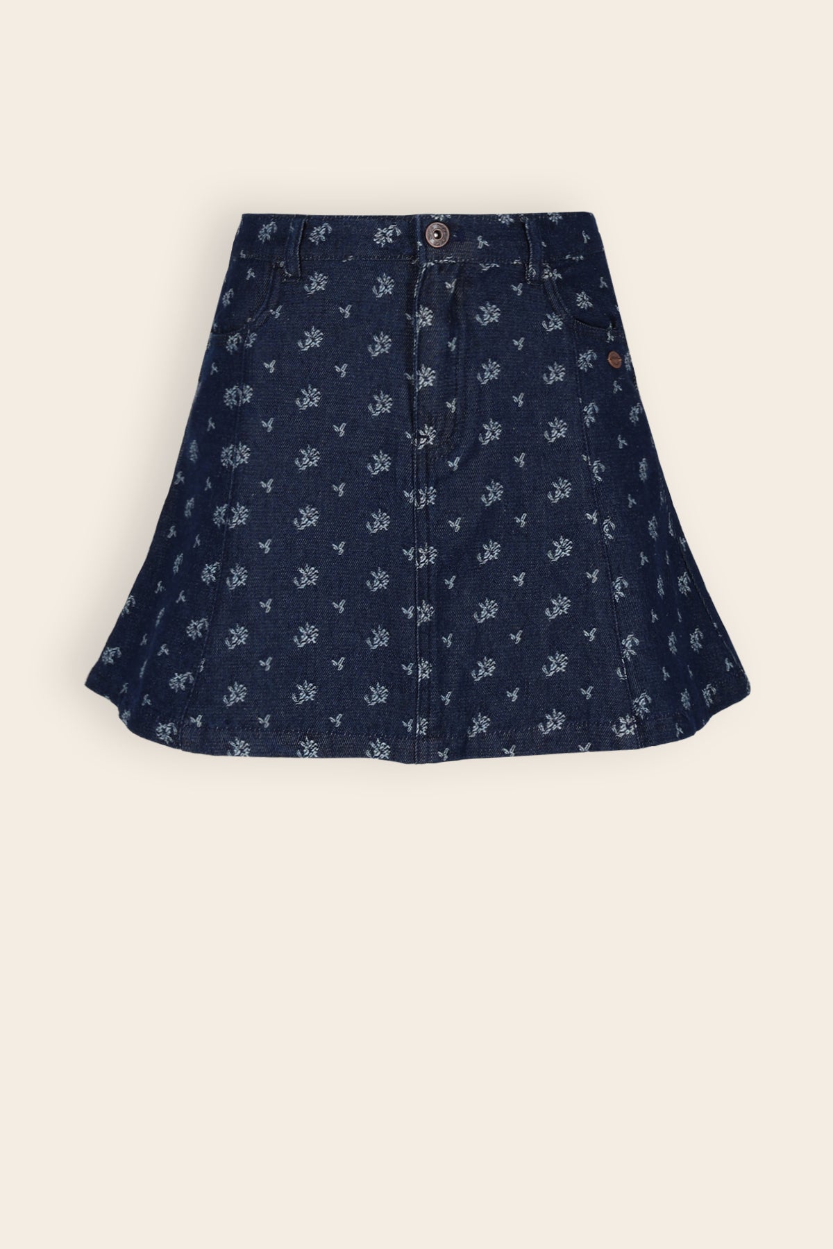 NoNo Nadja Denim Jacquard Rok Donkerblauw