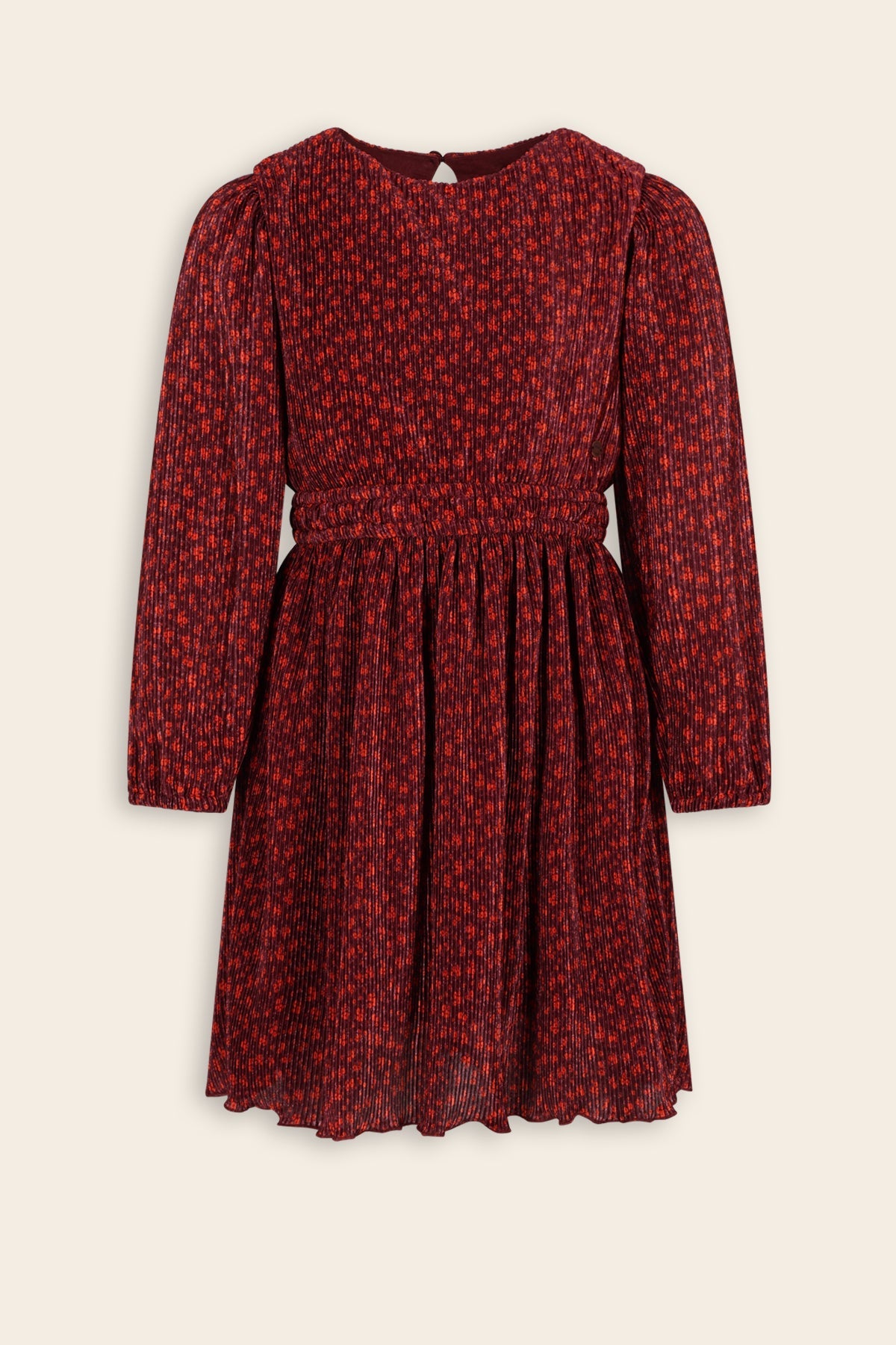 NoNo Mamai Geprinte Plissee Jurk Bordeaux