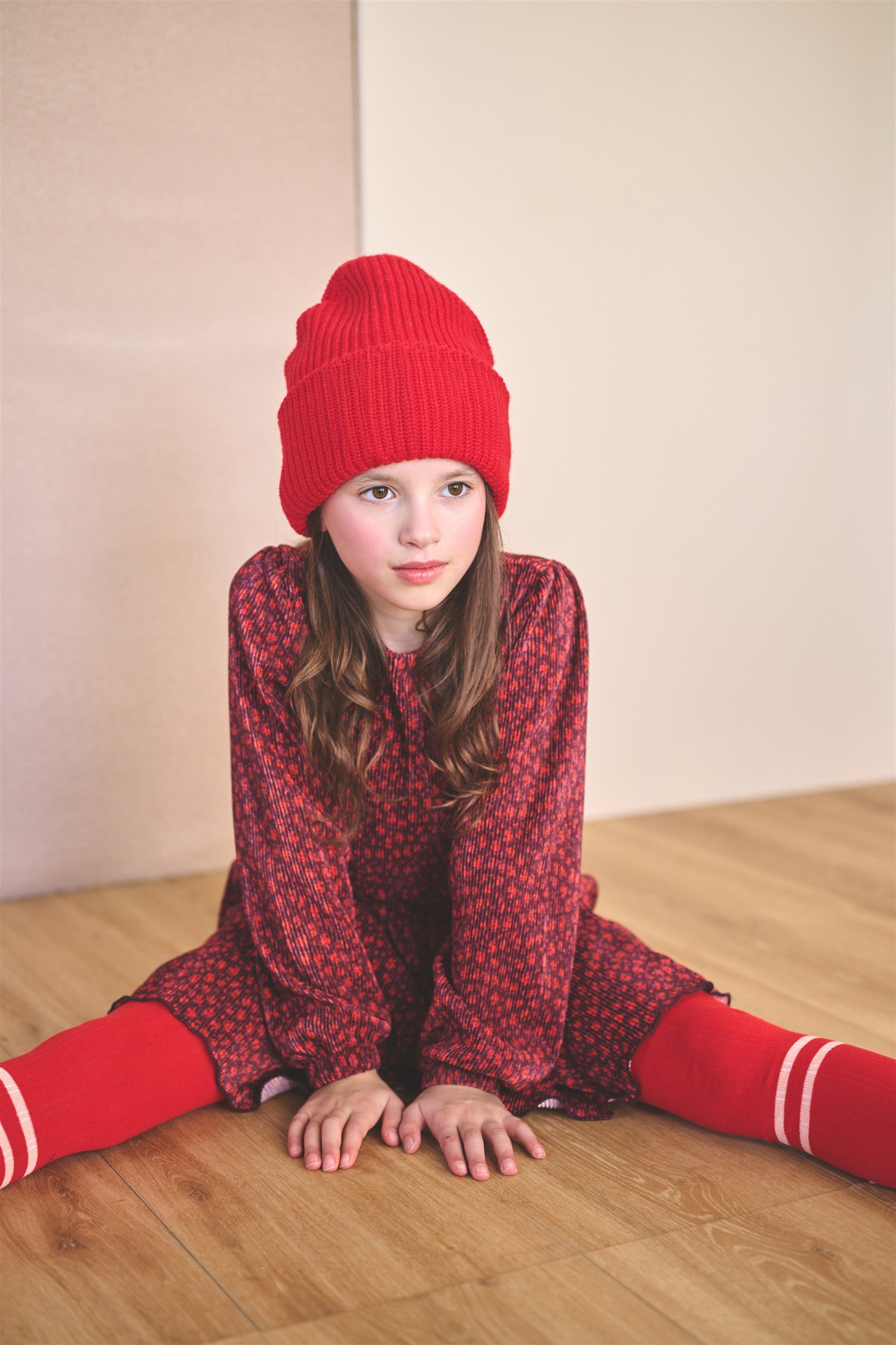 NoNo Mamai Geprinte Plissee Jurk Bordeaux