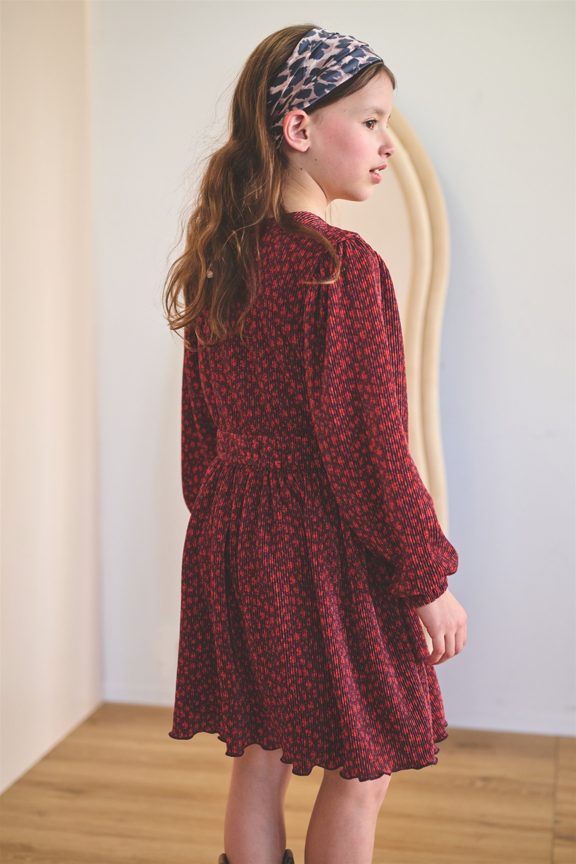 NoNo Mamai Geprinte Plissee Jurk Bordeaux