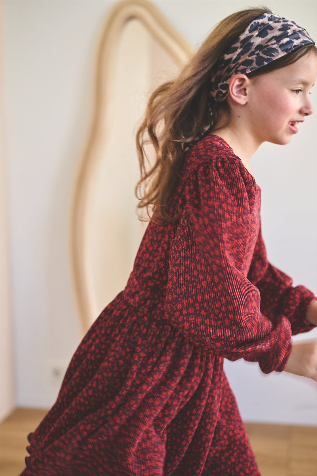 NoNo Mamai Geprinte Plissee Jurk Bordeaux