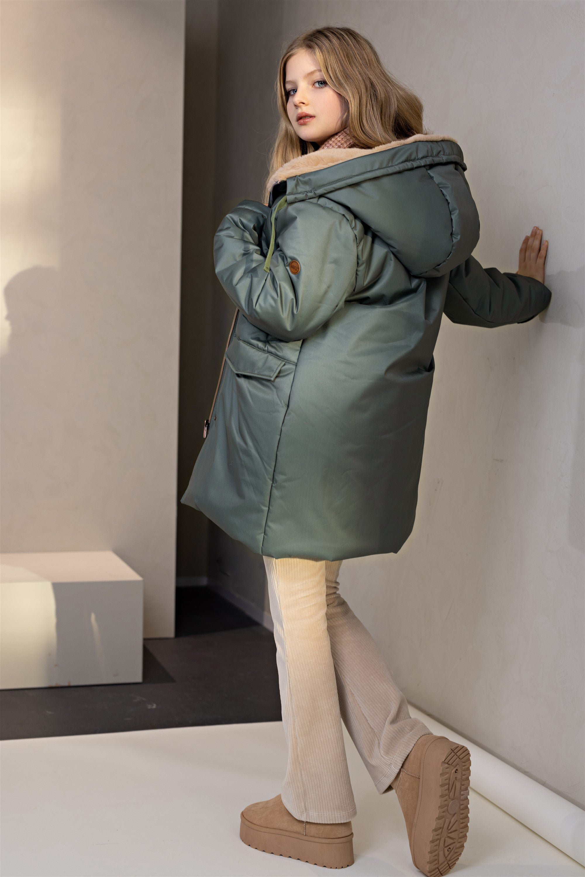 NoBell' Belvine Lange Jas met Capuchon Groen