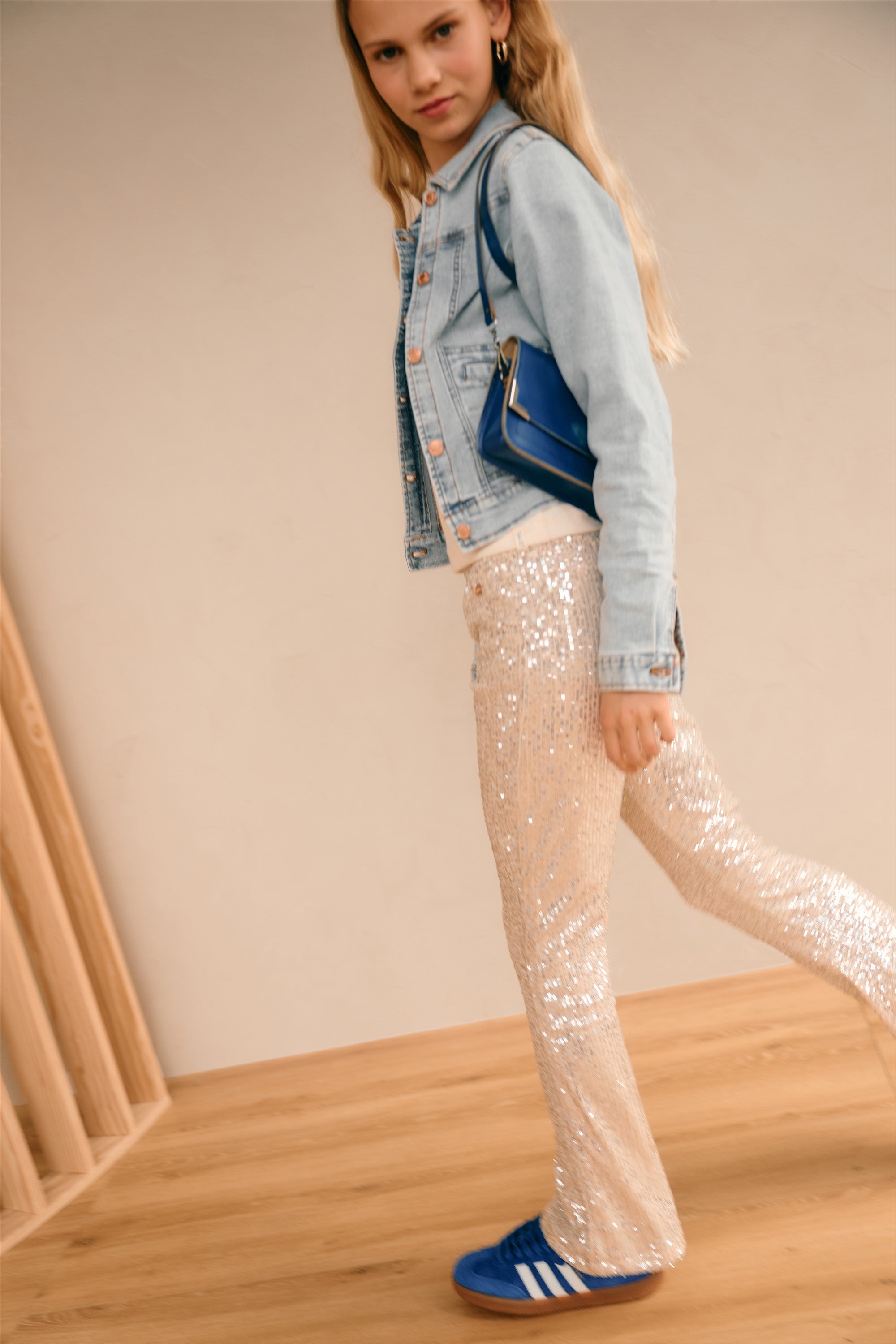 NoBell' Sady Pailetten Flared Broek Licht Goud