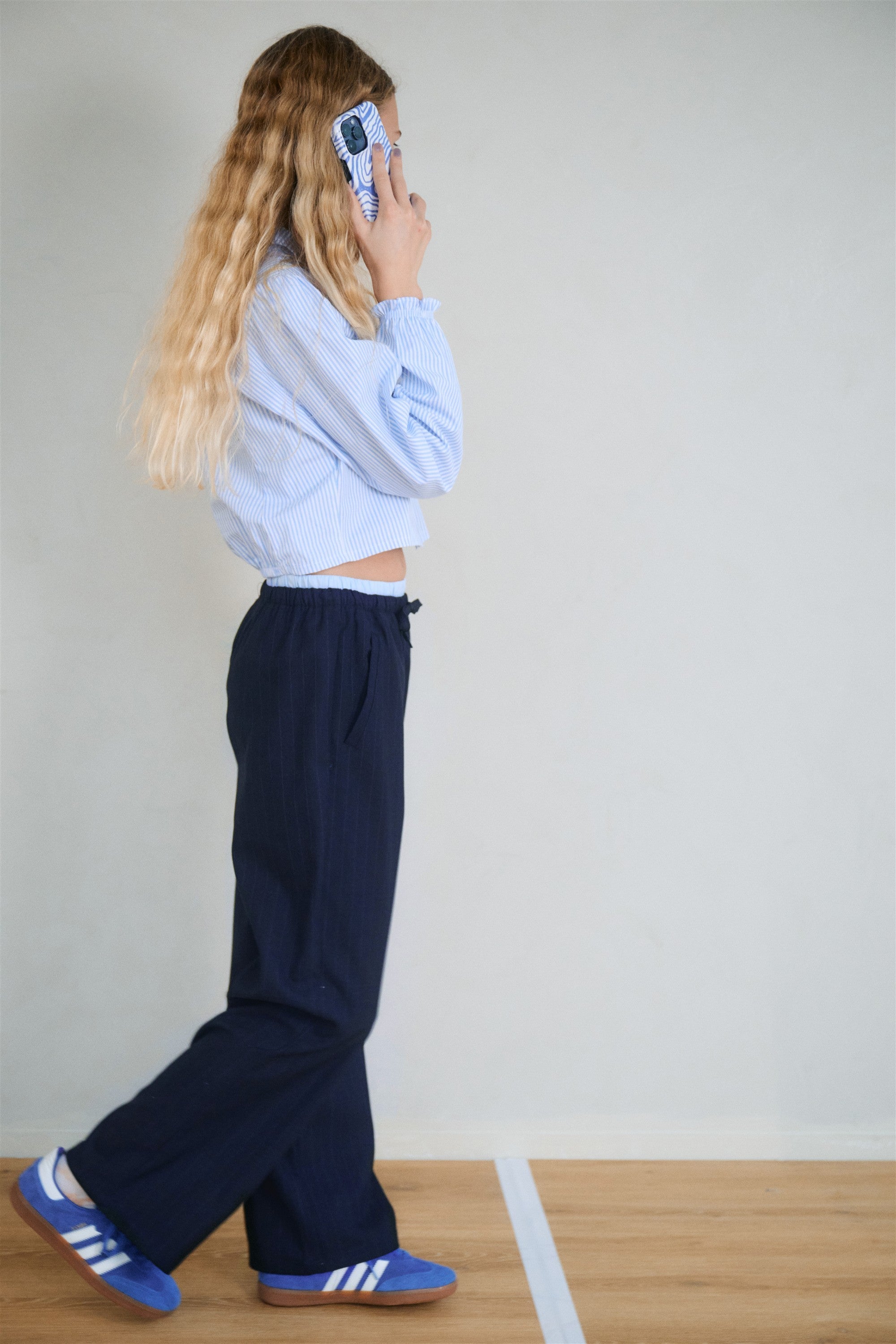 NoBell' Sub Krijtstreep Broek Donkerblauw