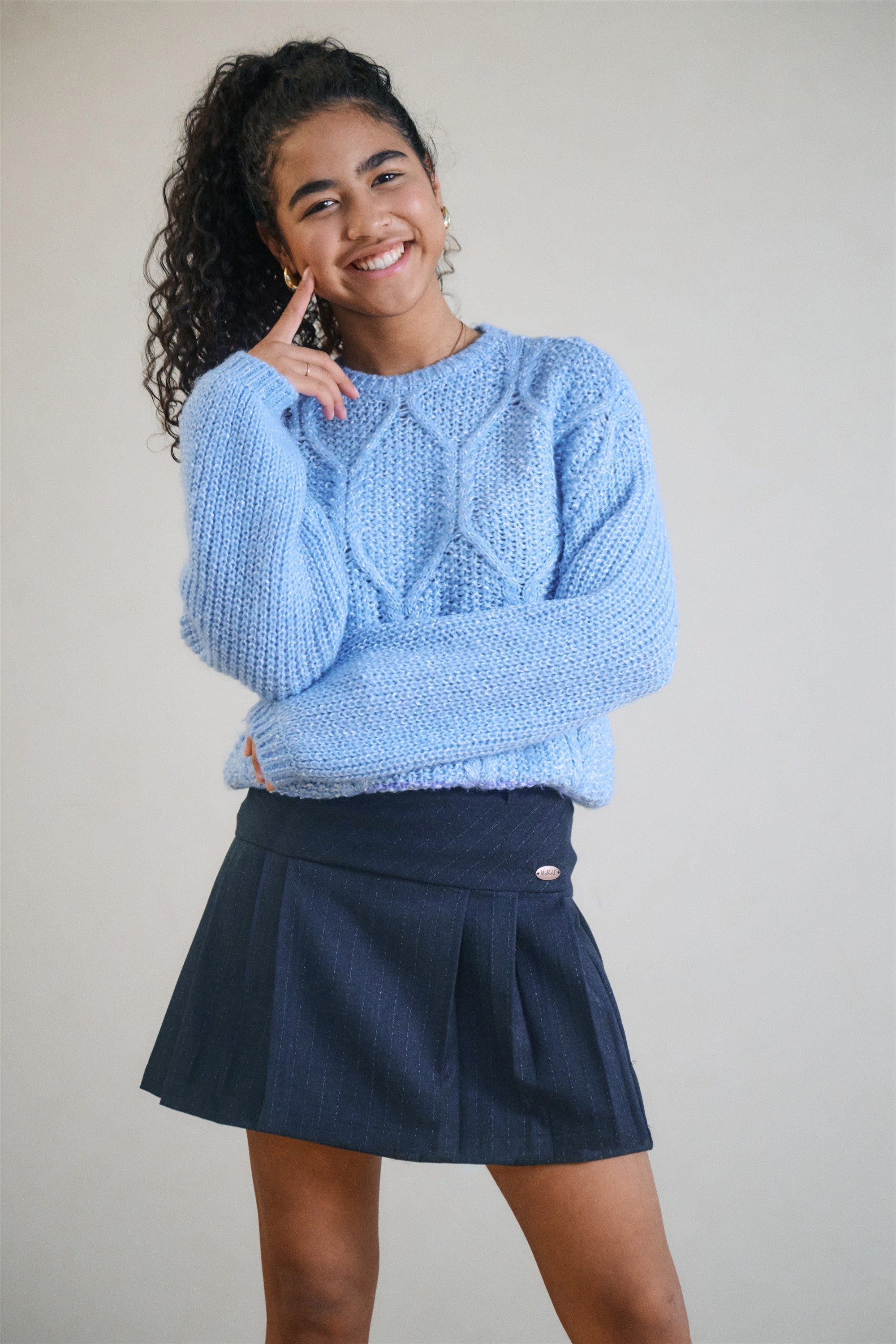 NoBell' Nimmy Krijtstreep Rok Donkerblauw