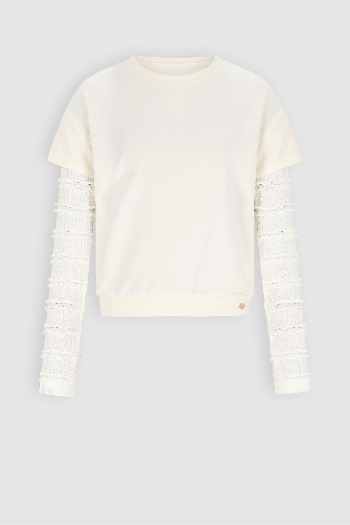 NoBell' Kase Sweat Top met kant mouwen Ivoor