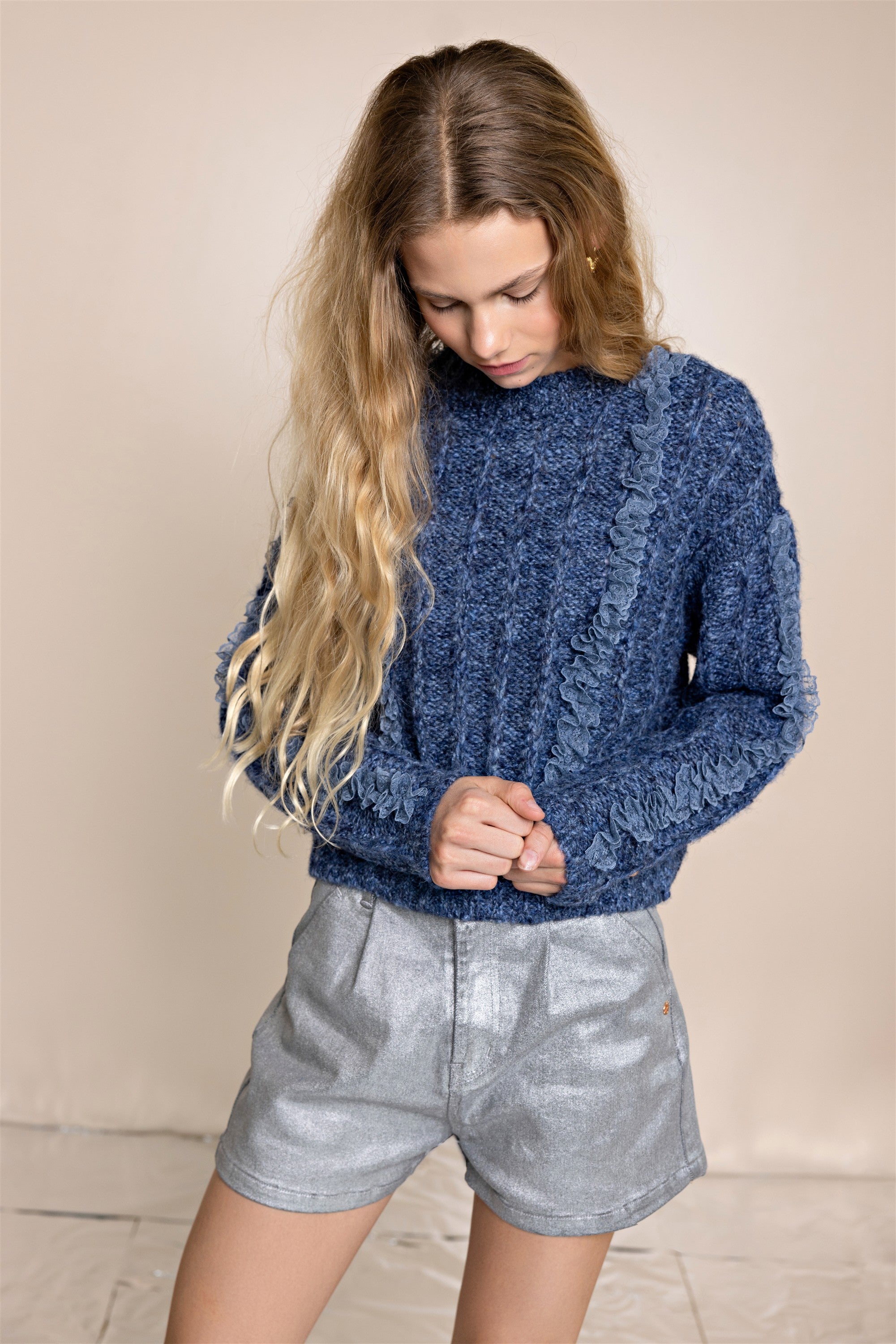 NoBell' Sevia Denim Shiny Short Grijs