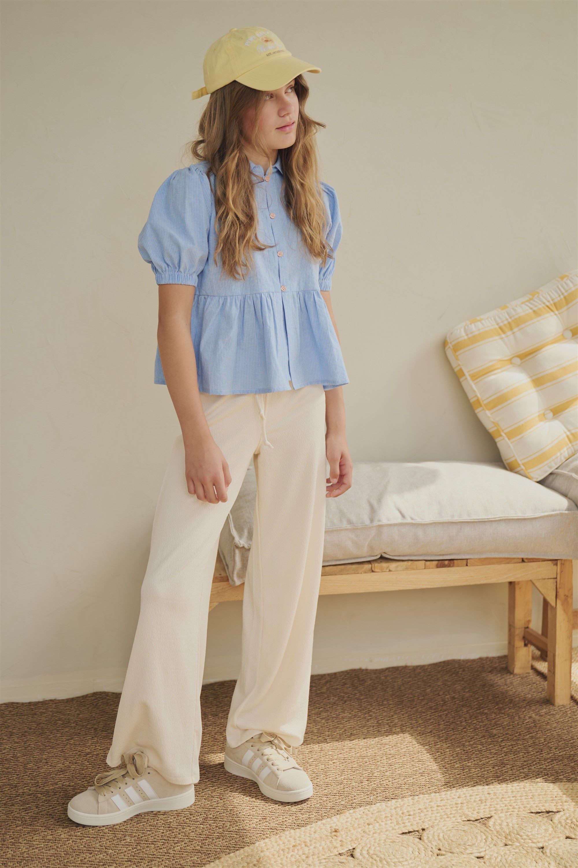 NoBell' Tiggs Gestreepte Blouse Pofmouw Blauw