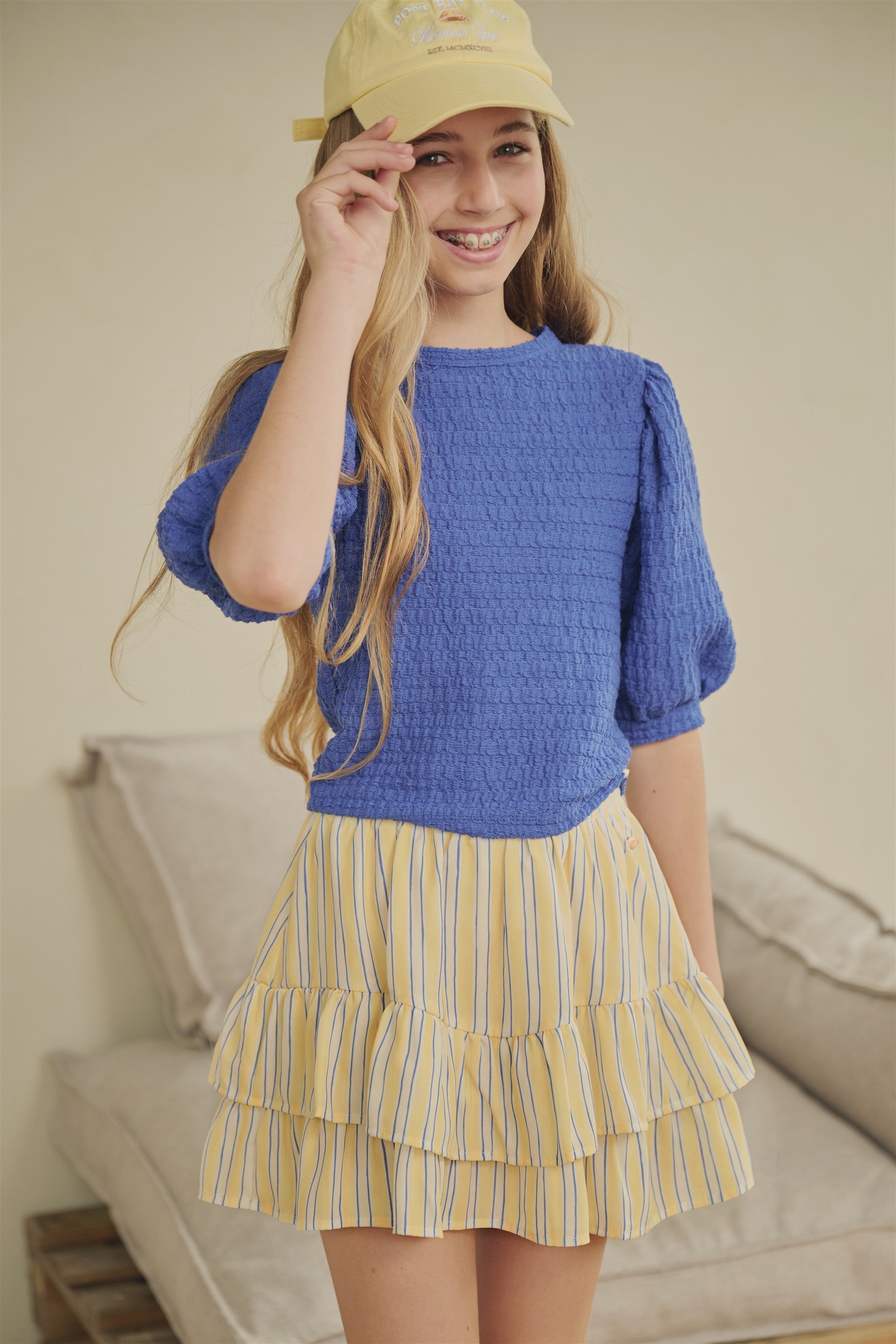 NoBell' Kylias Top met Pofmouwen Blauw