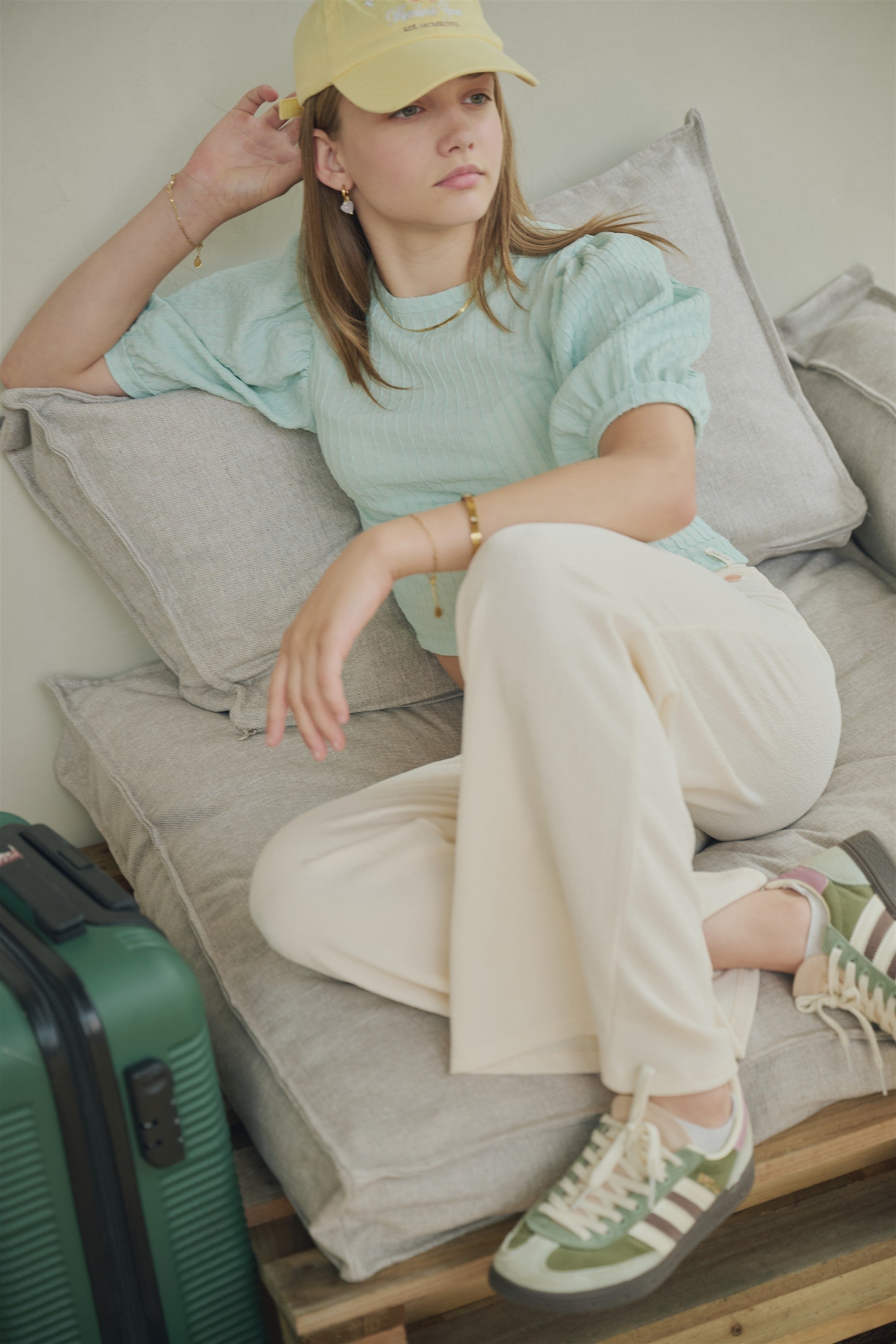 NoBell' Kylias Top met Pofmouwen Groen