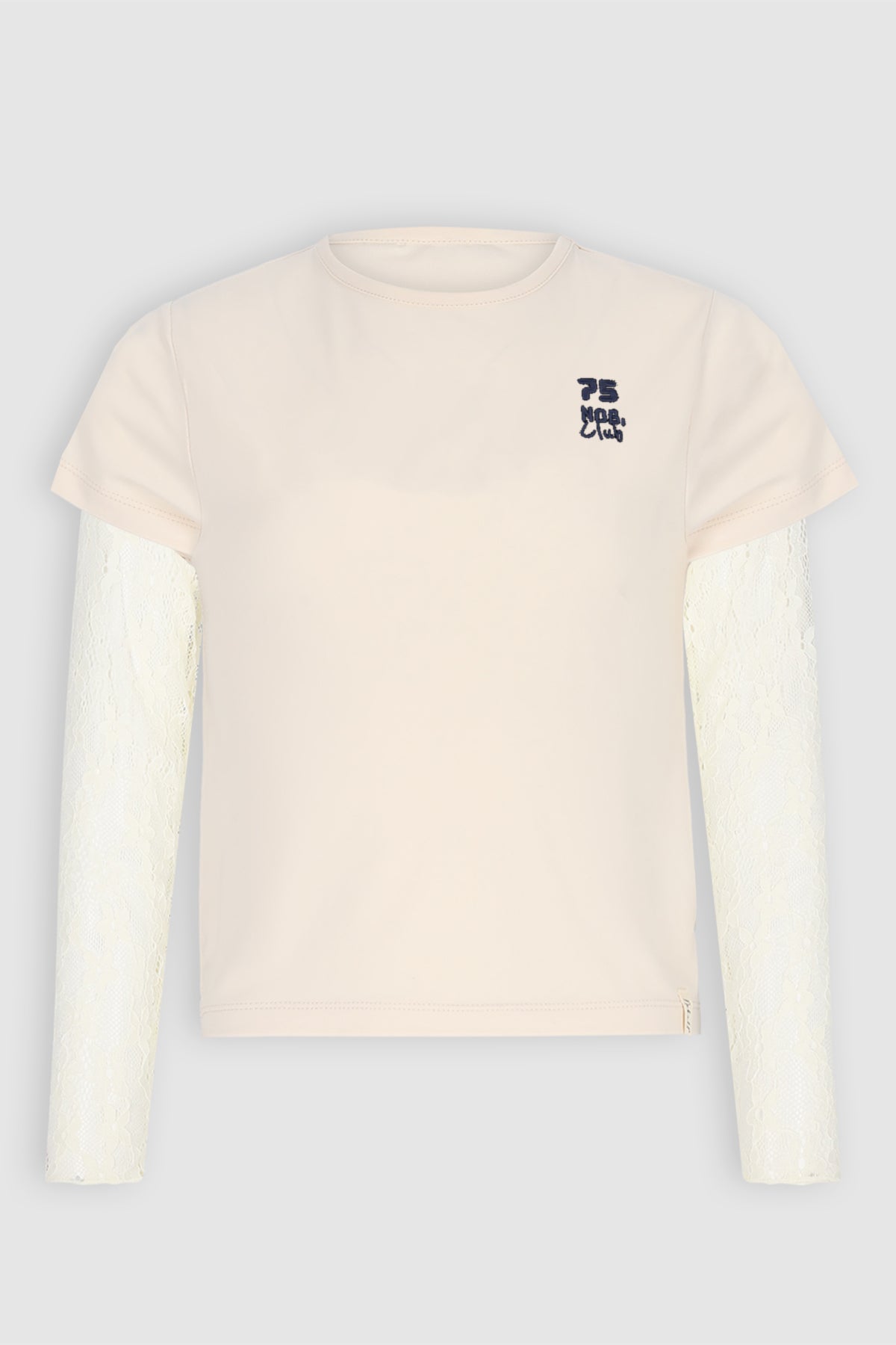 NoBell' Kase T-shirt met kanten mouwen Ivoor