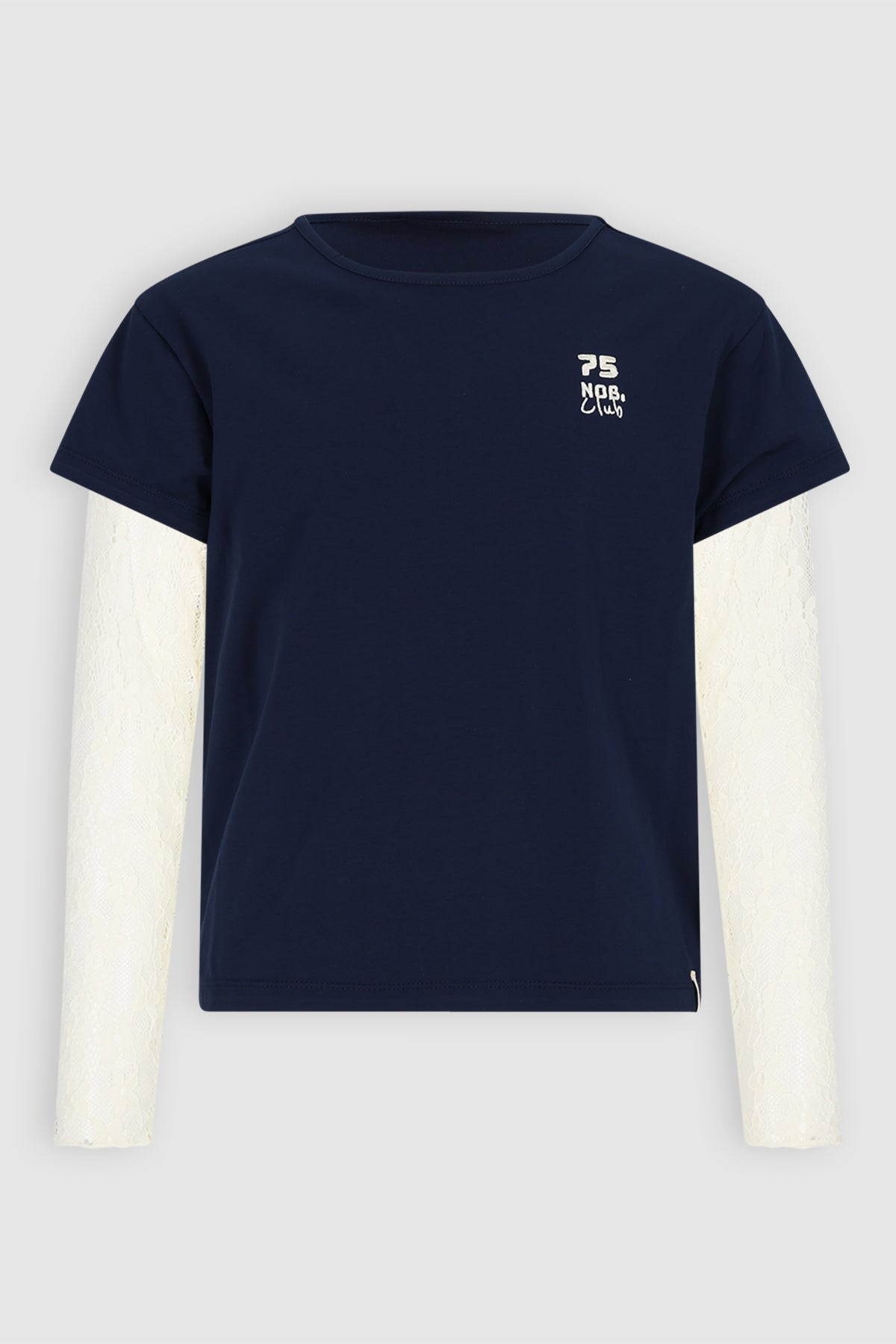 NoBell' Kase Tshirt met kanten mouwen Donkerblauw