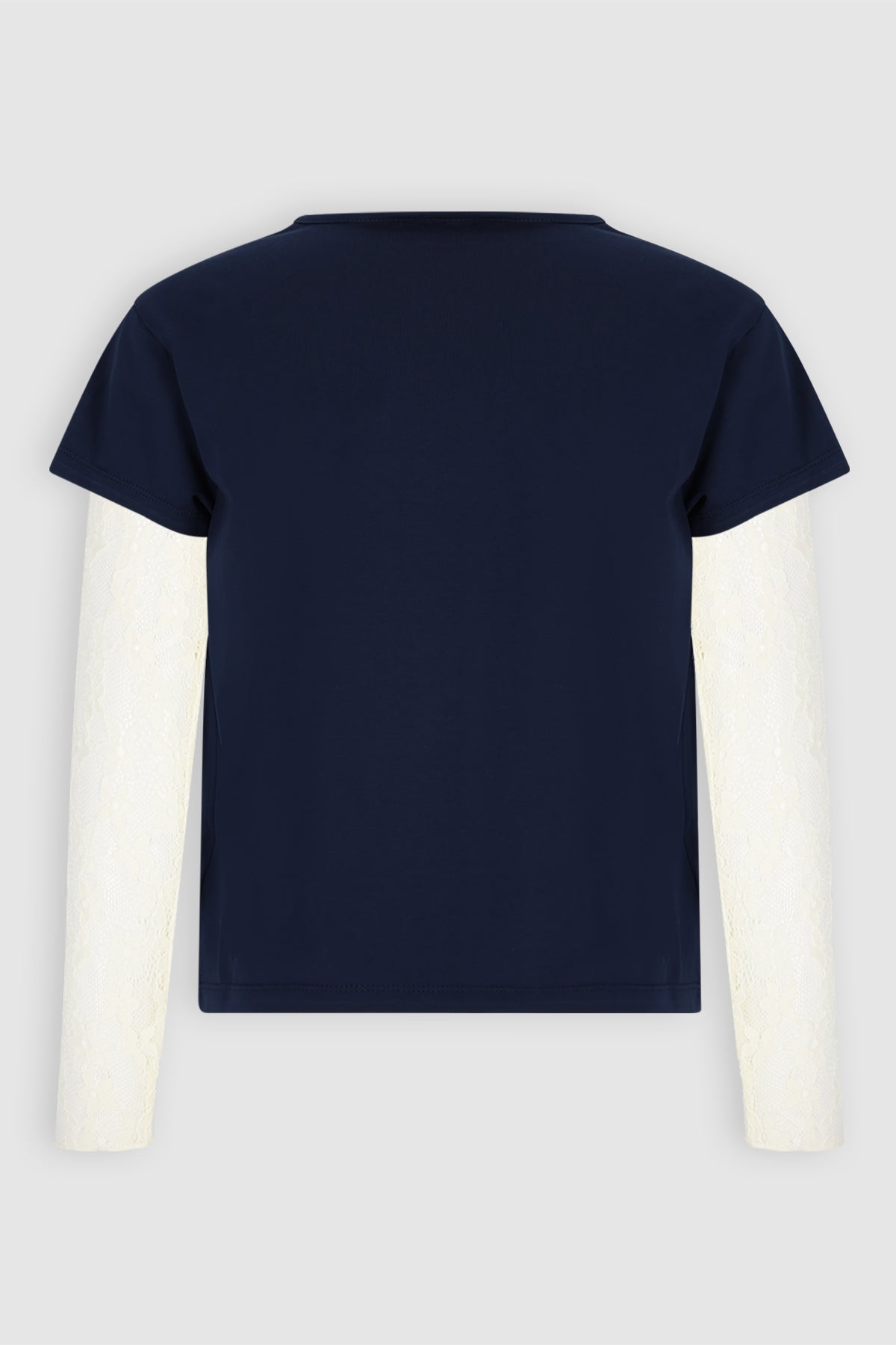 NoBell' Kase Tshirt met kanten mouwen Donkerblauw