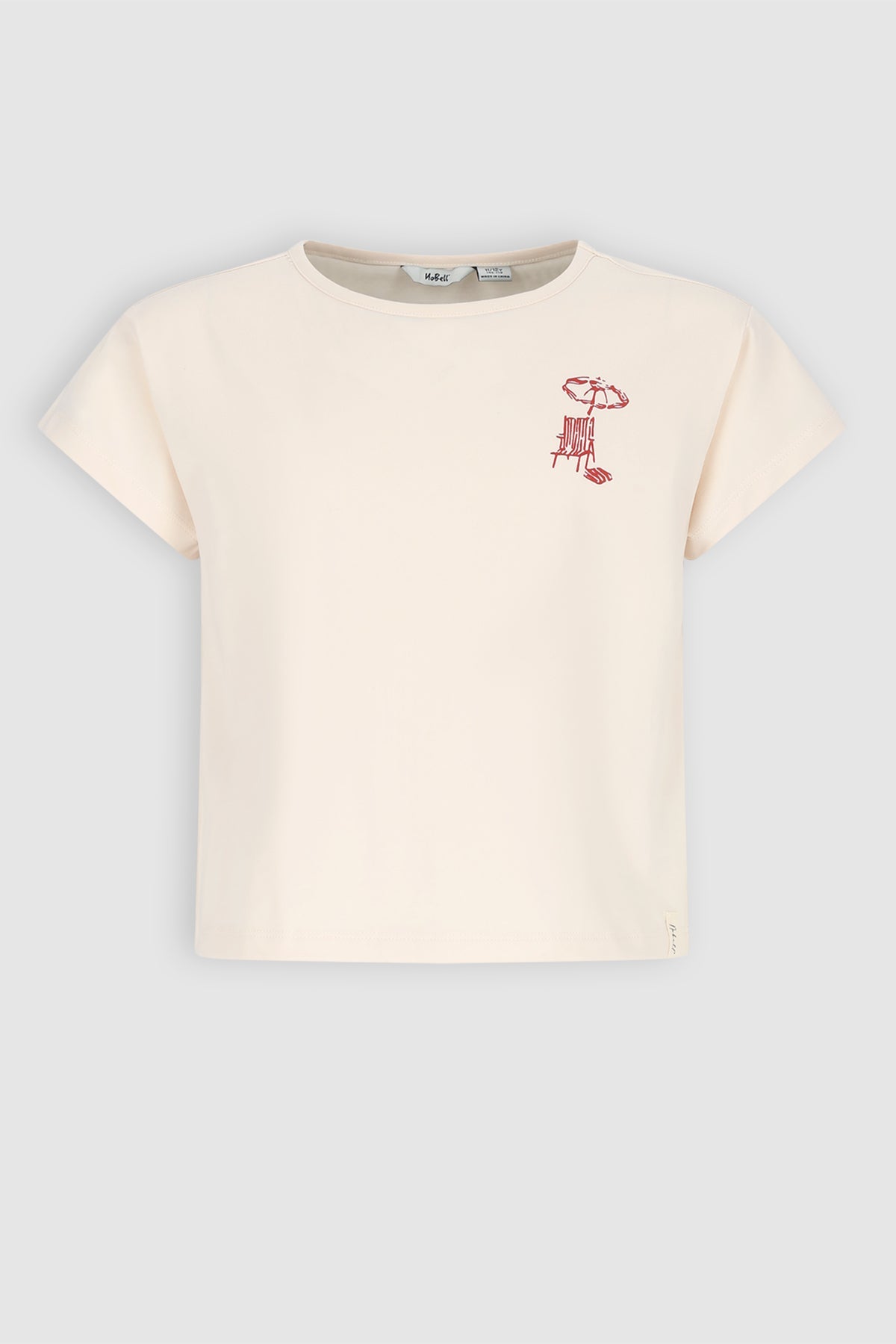 NoBell' Kase Cropped T-Shirt with Back Print Ivory