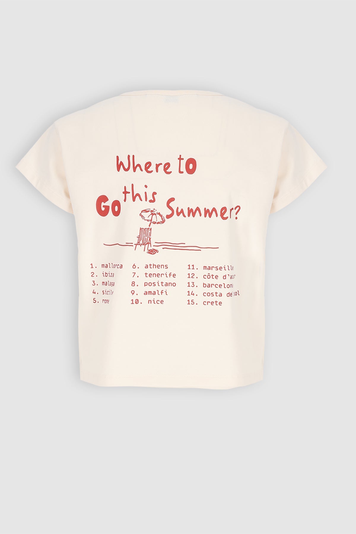 NoBell' Kase Crop T-Shirt met rugprint Ivoor