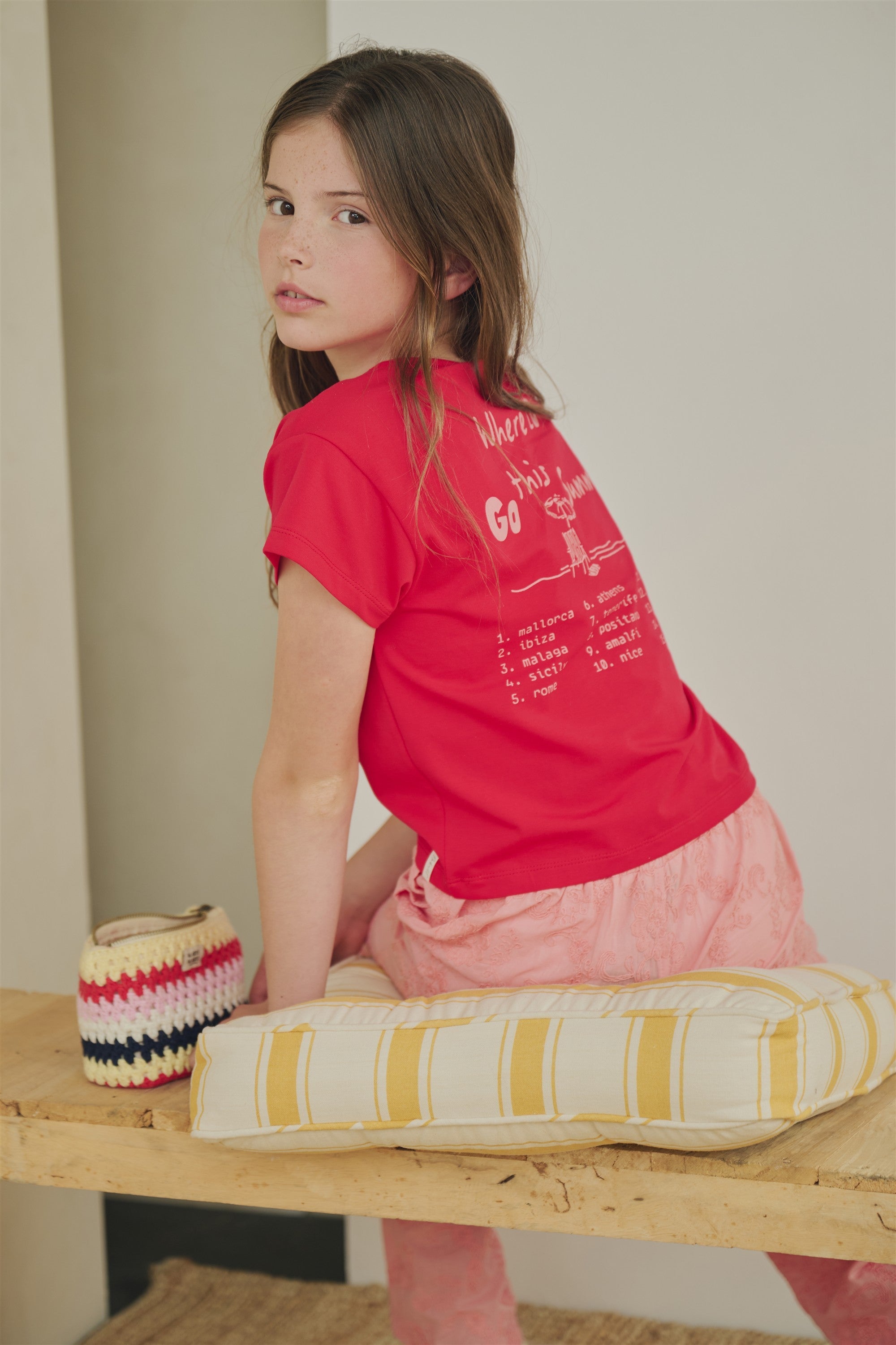 NoBell' Kase Crop T-Shirt with back print Red