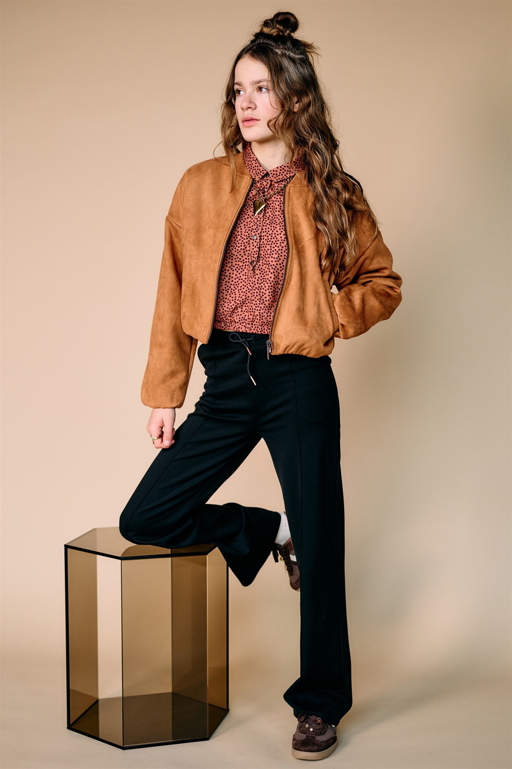 NoBell' Tilly Stippen Blouse Bruin
