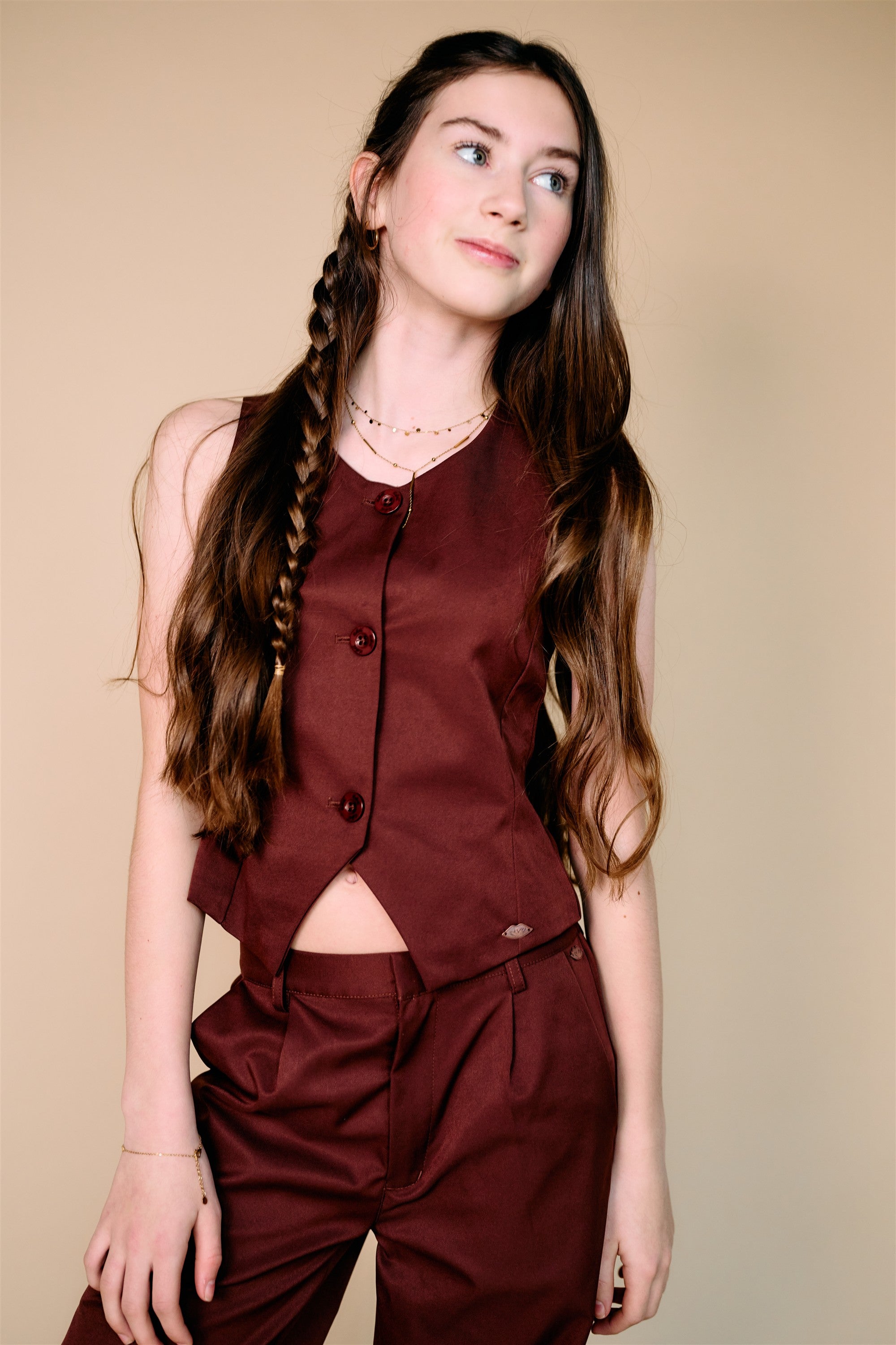 NoBell' Tops Twill Gilet Donkerbruin