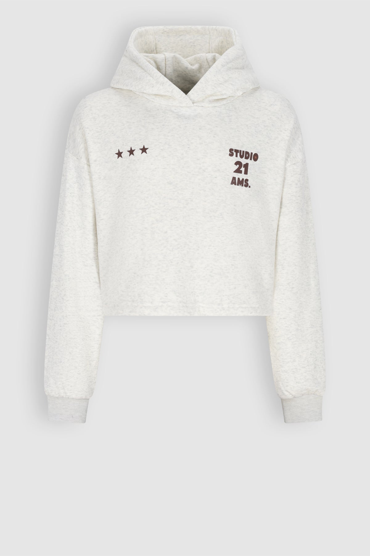 NoBell' Kumy Superzachte Cropped Sweater met Capuchon Wit Melange