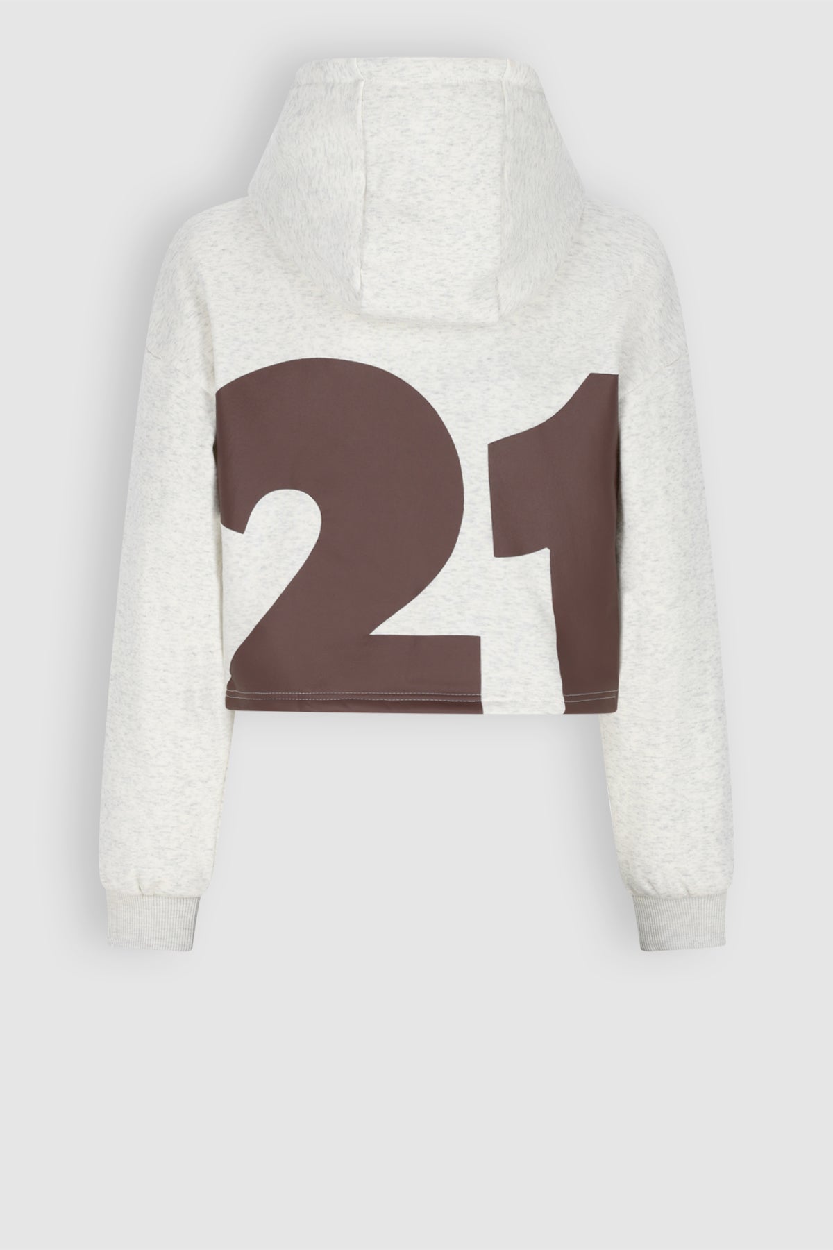 NoBell' Kumy Superzachte Cropped Sweater met Capuchon Wit Melange
