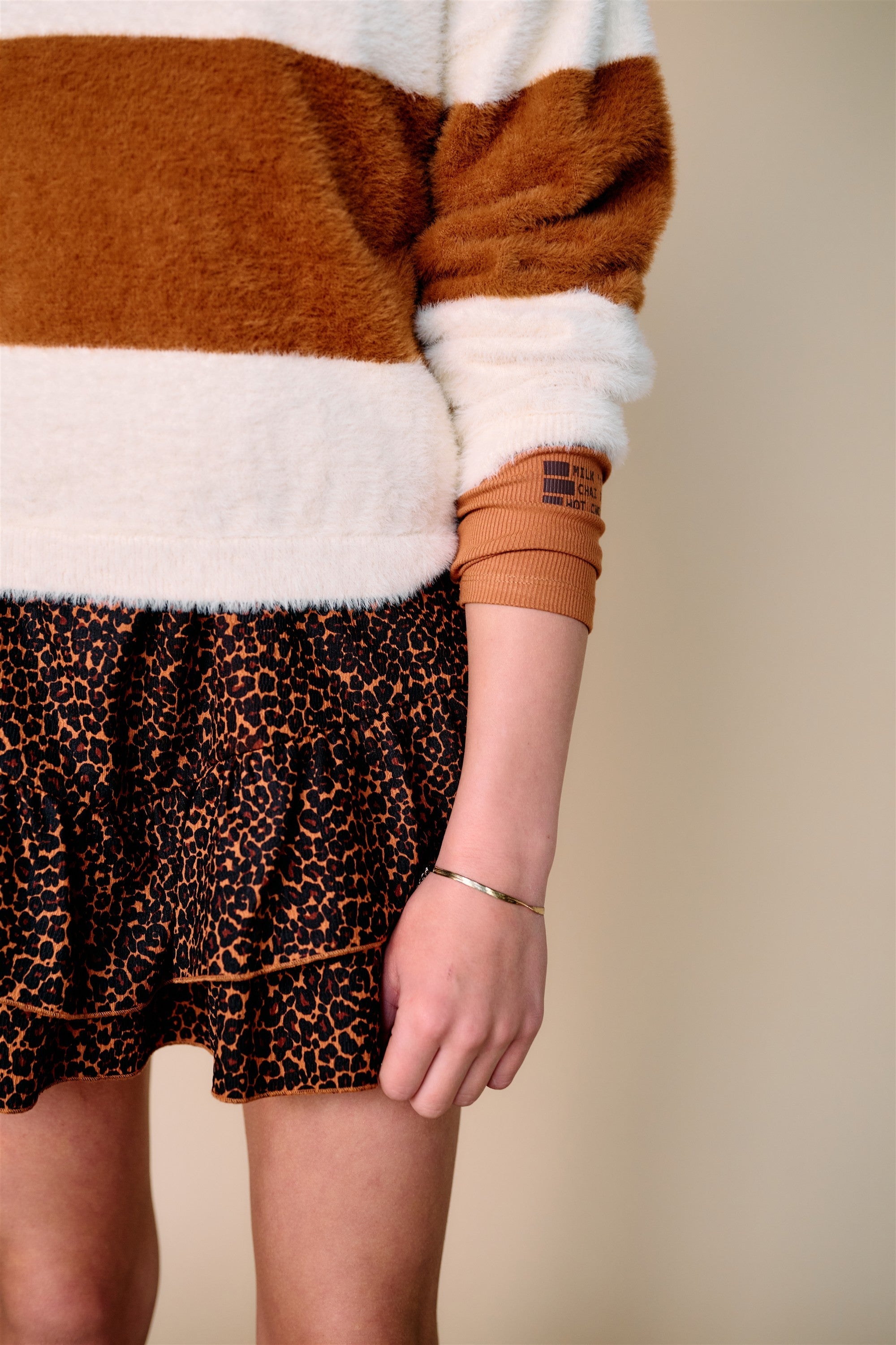 NoBell' Kate Colorblock Gebreide Sweater Bruin