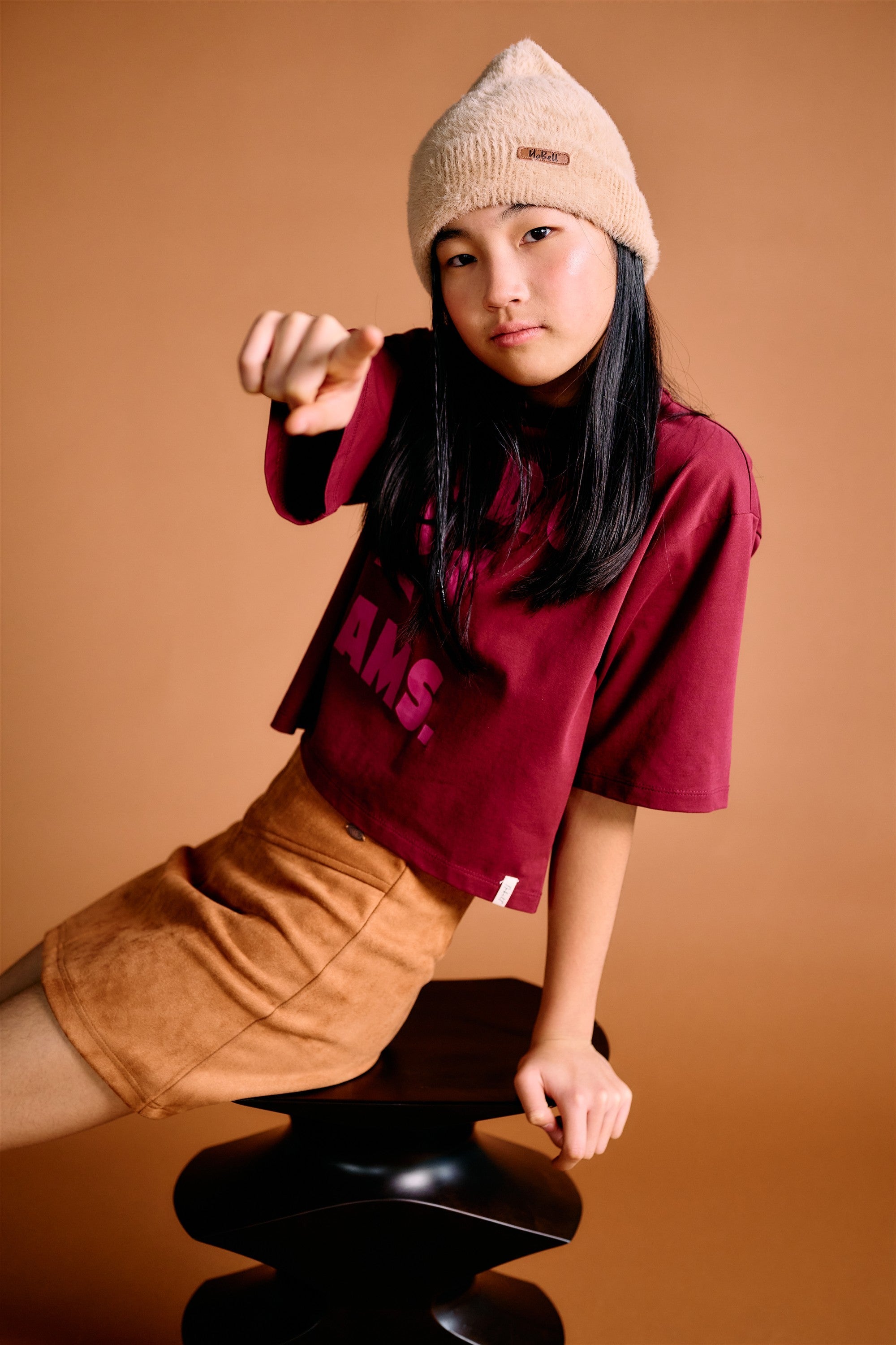 NoBell' Kid Oversized Jersey Top Bordeaux