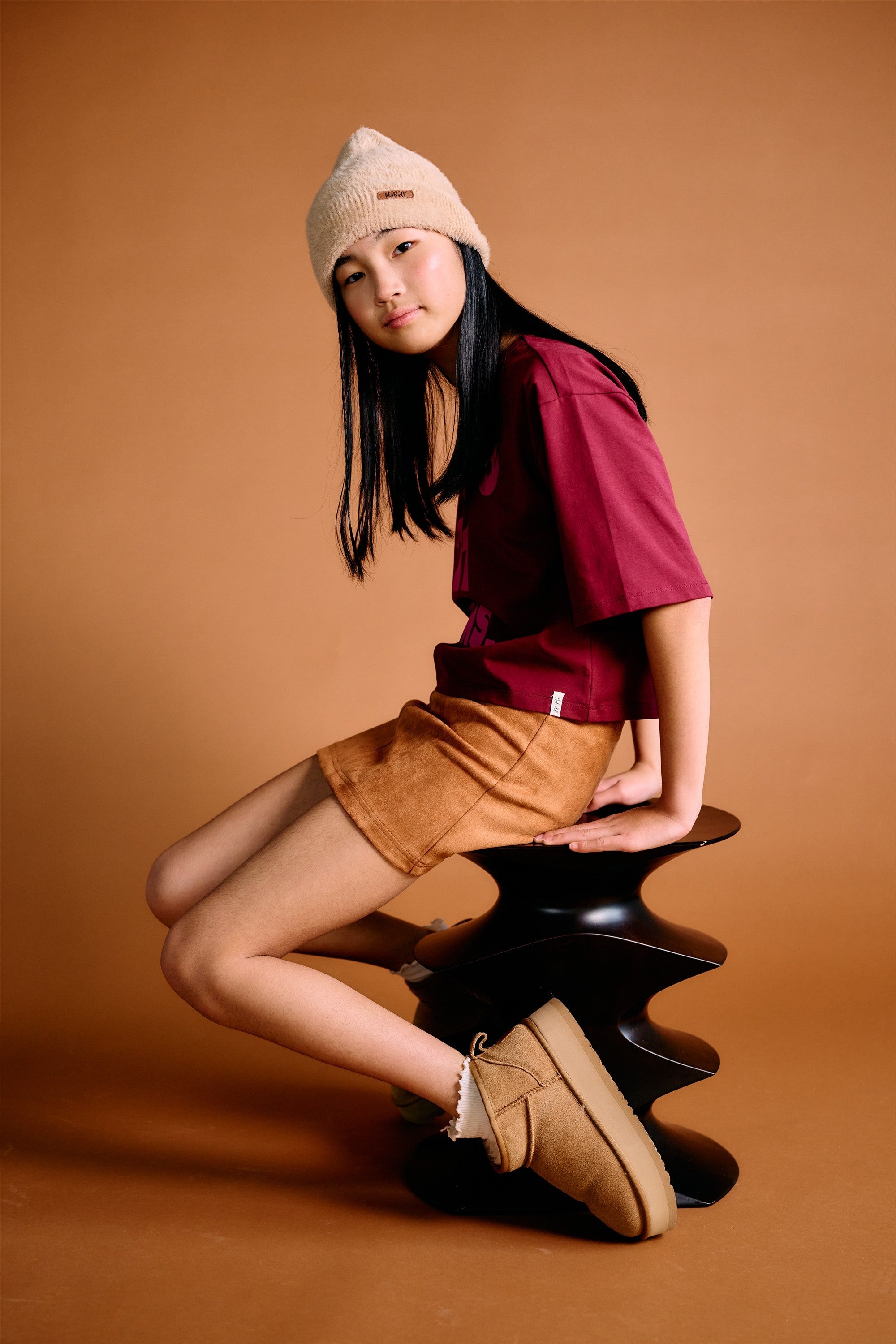NoBell' Kid Oversized Jersey Top Bordeaux