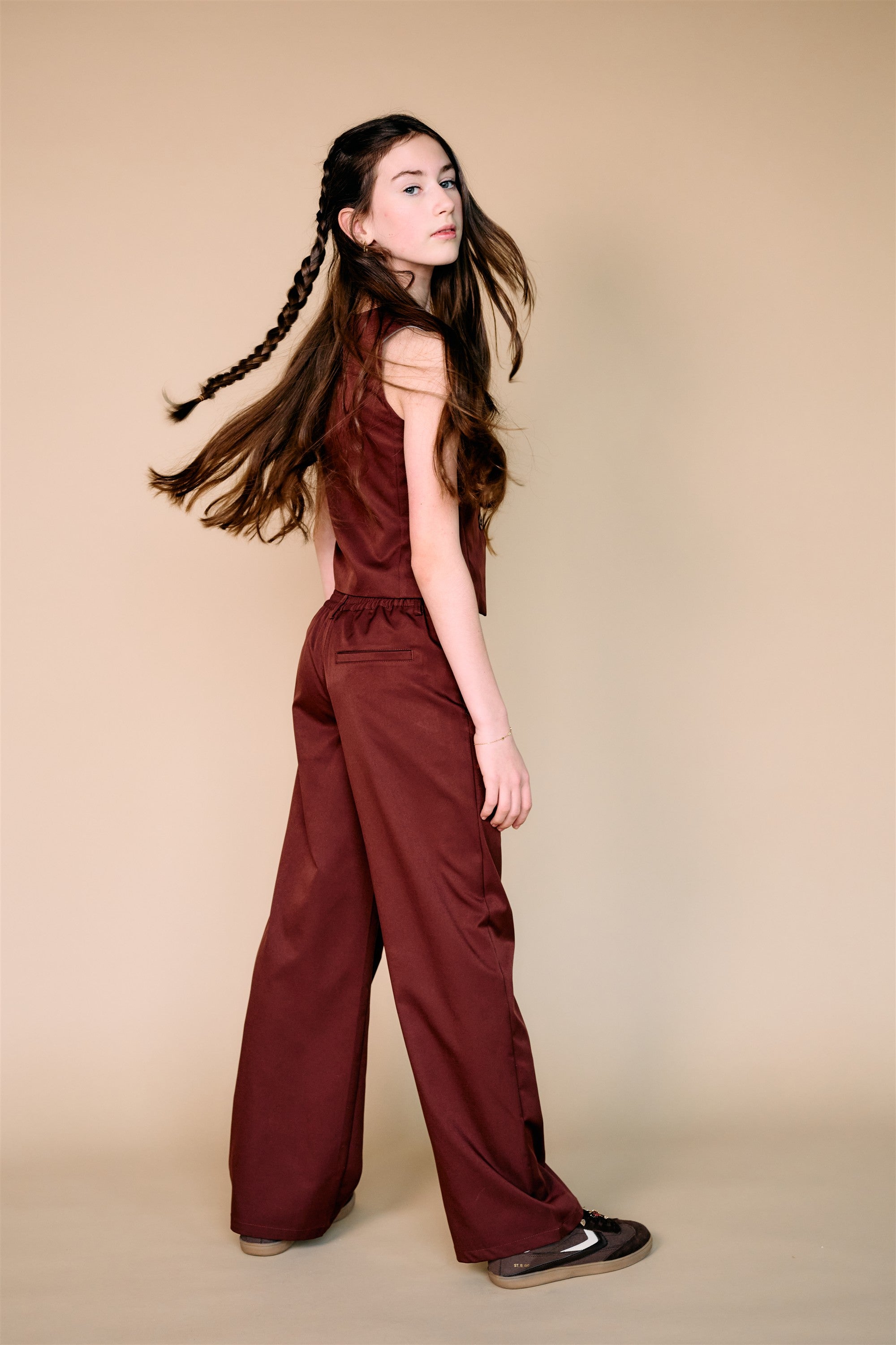 NoBell' Sacha Wijde Twill Pantalon Donkerbruin