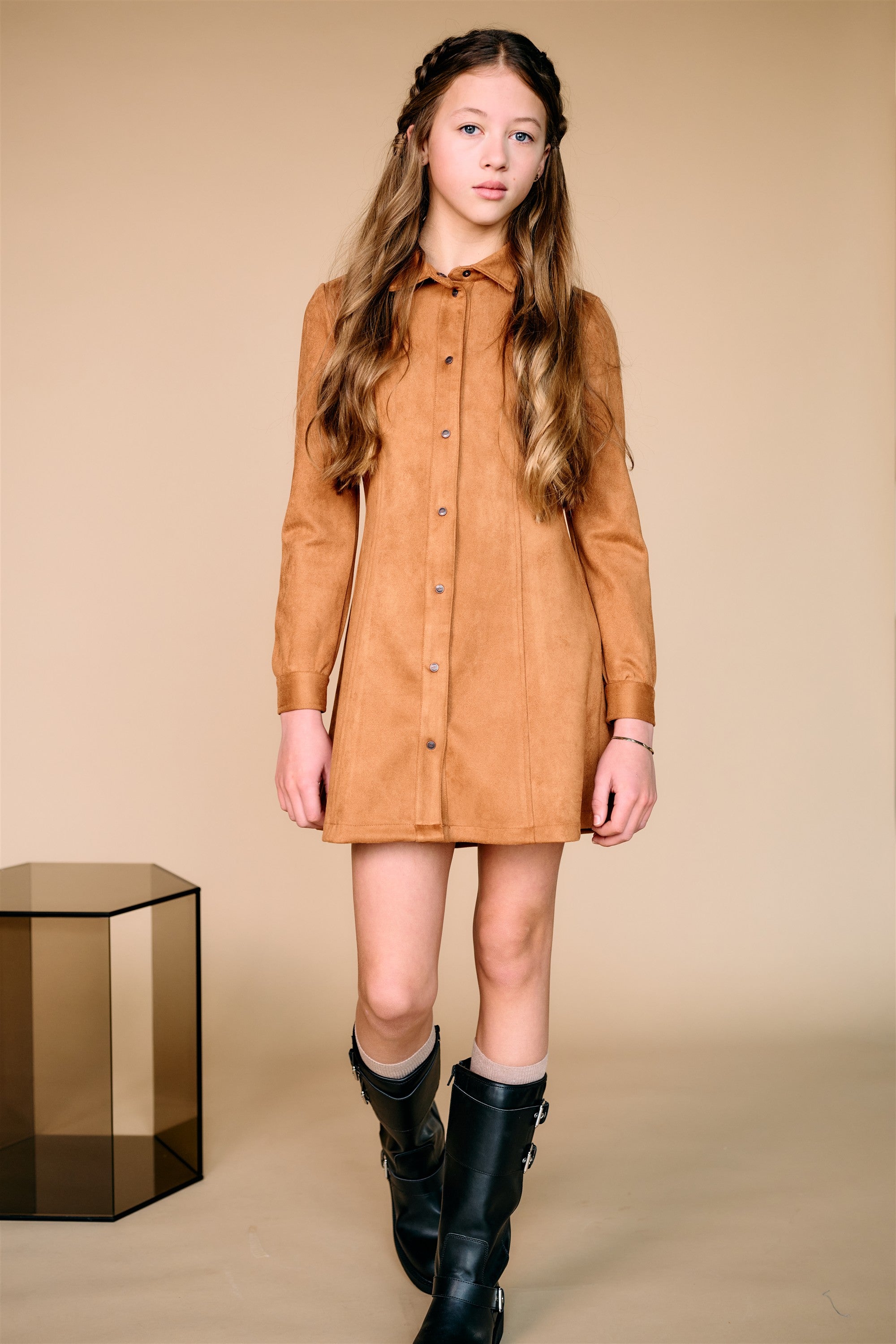 NoBell' Mikky Suedine Skater Jurk Bruin