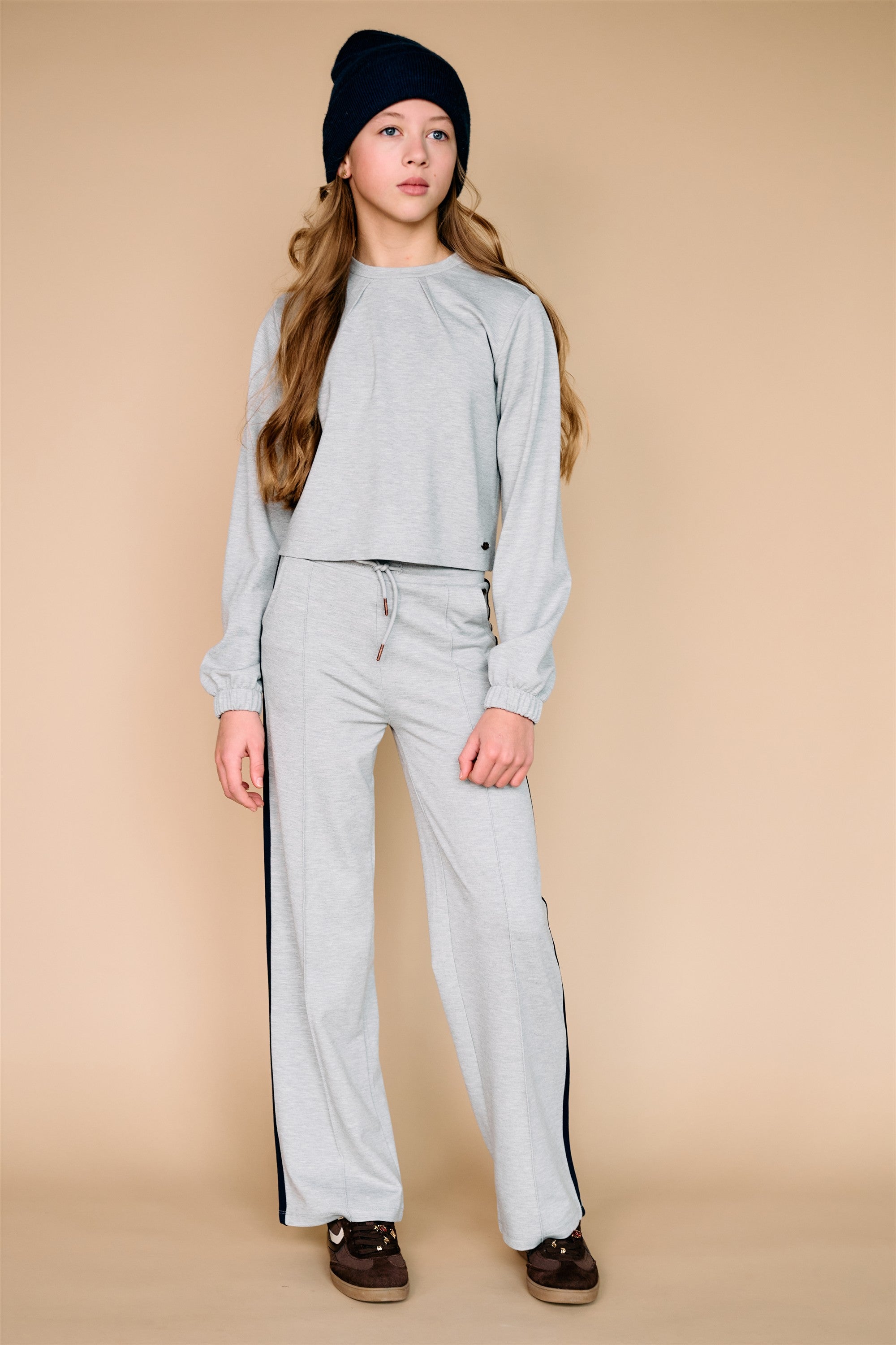 NoBell' Sylvie Travellers Interlock Wijde Broek Grijsmelange