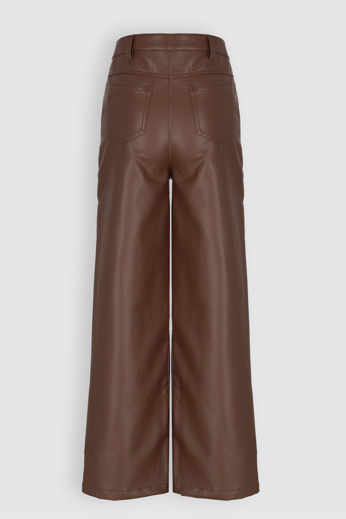 NoBell' Sage Fake Leather Wijde Broek Donkerbruin