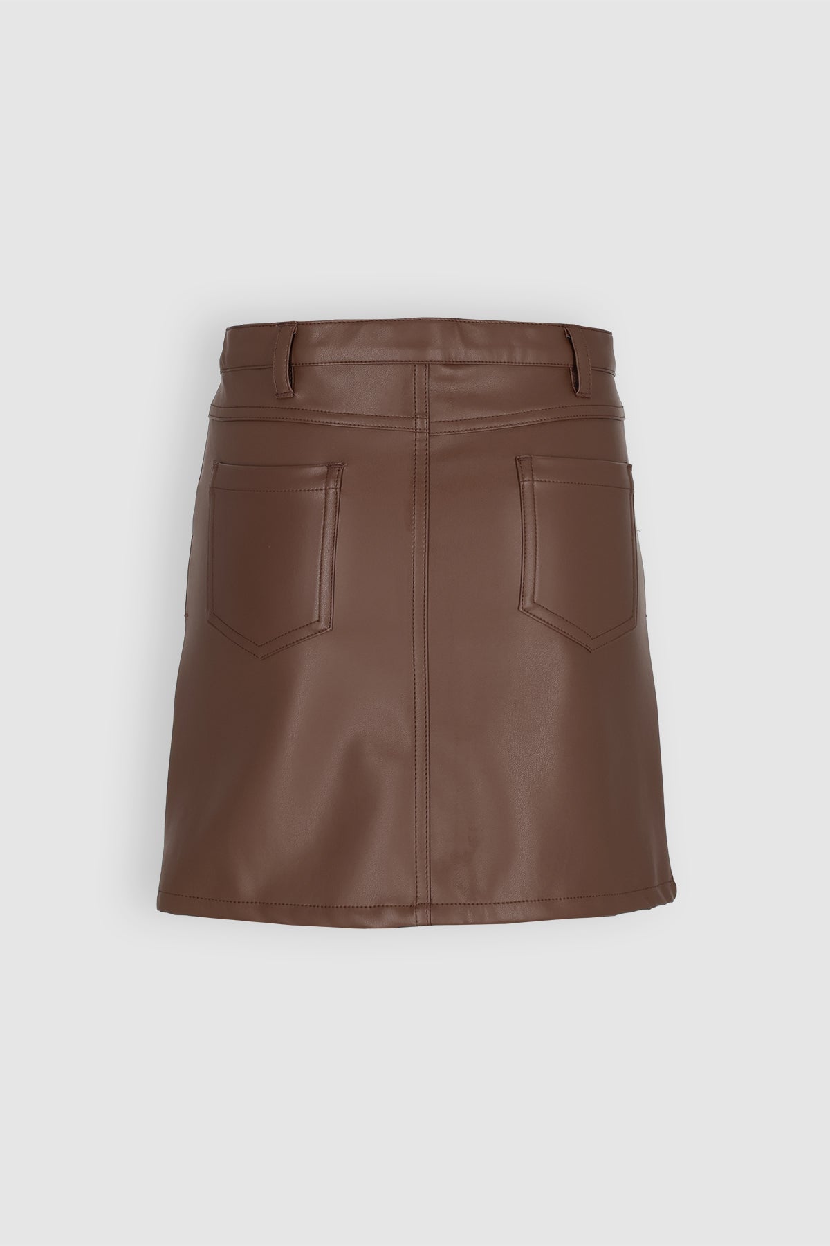 NoBell' Nima Fake Leather Mini Rok Donkerbruin