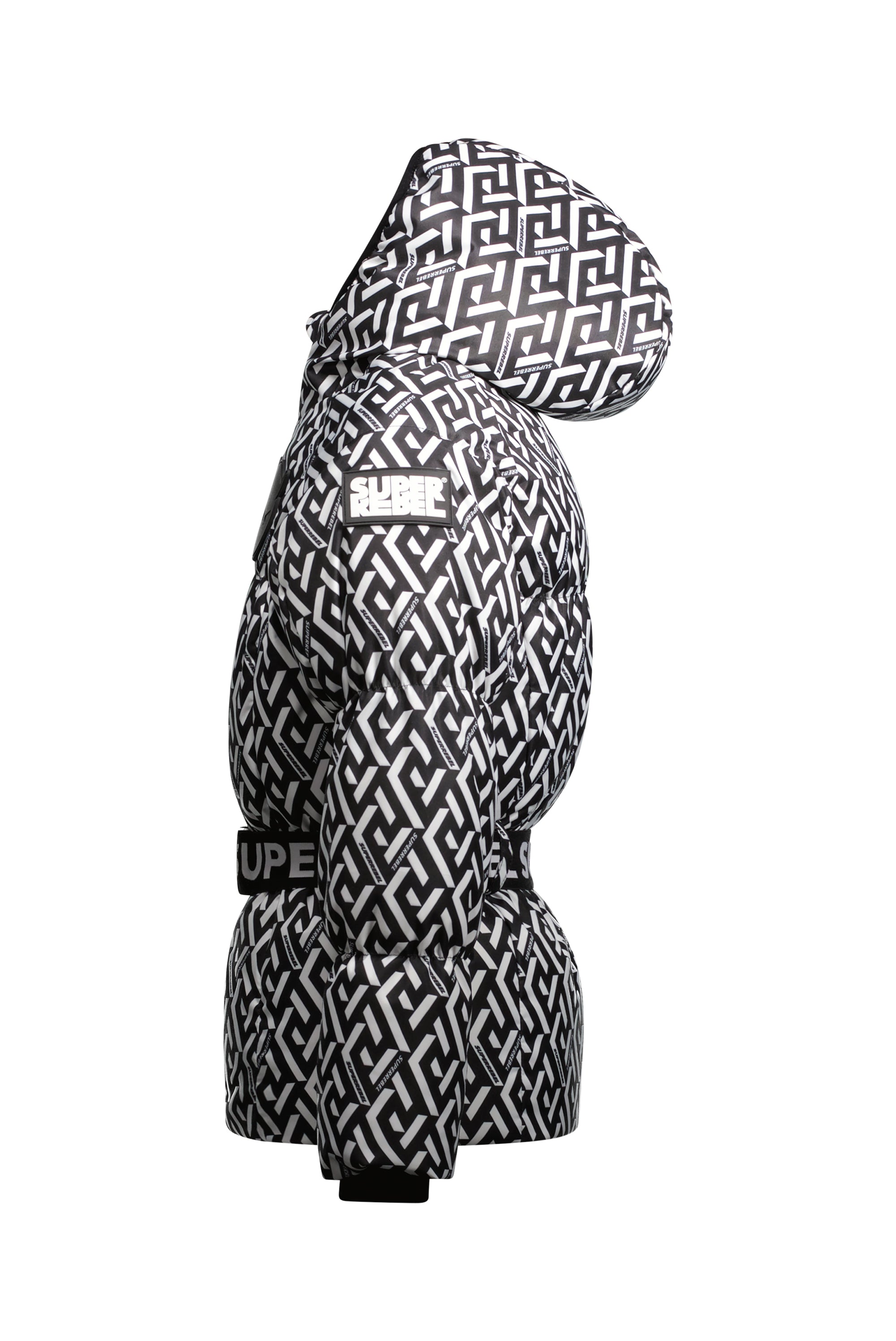 SuperRebel Puff Hooded Jacket Graphic Black