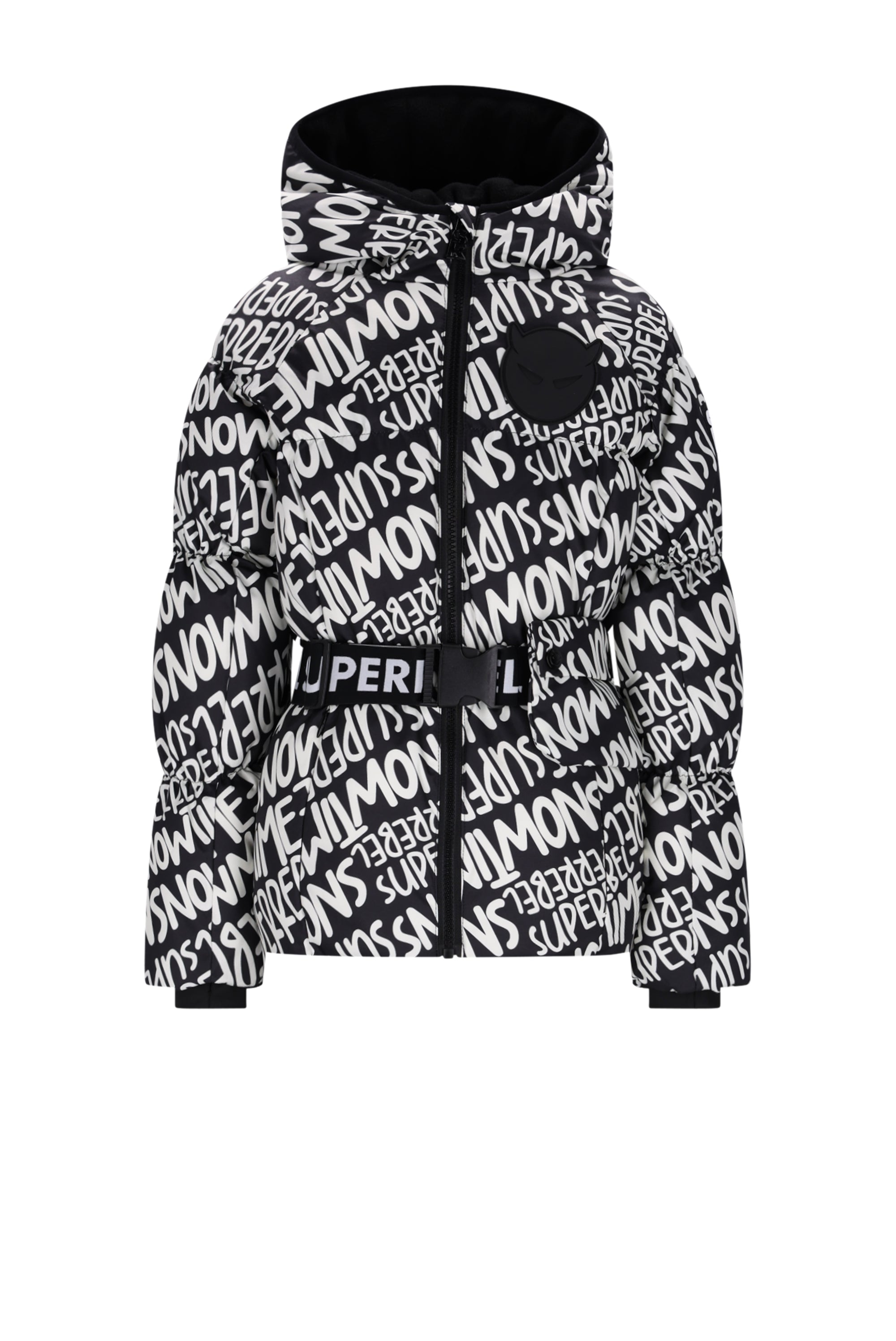 SuperRebel Puff Girls Hooded Winterjacket Aop Black