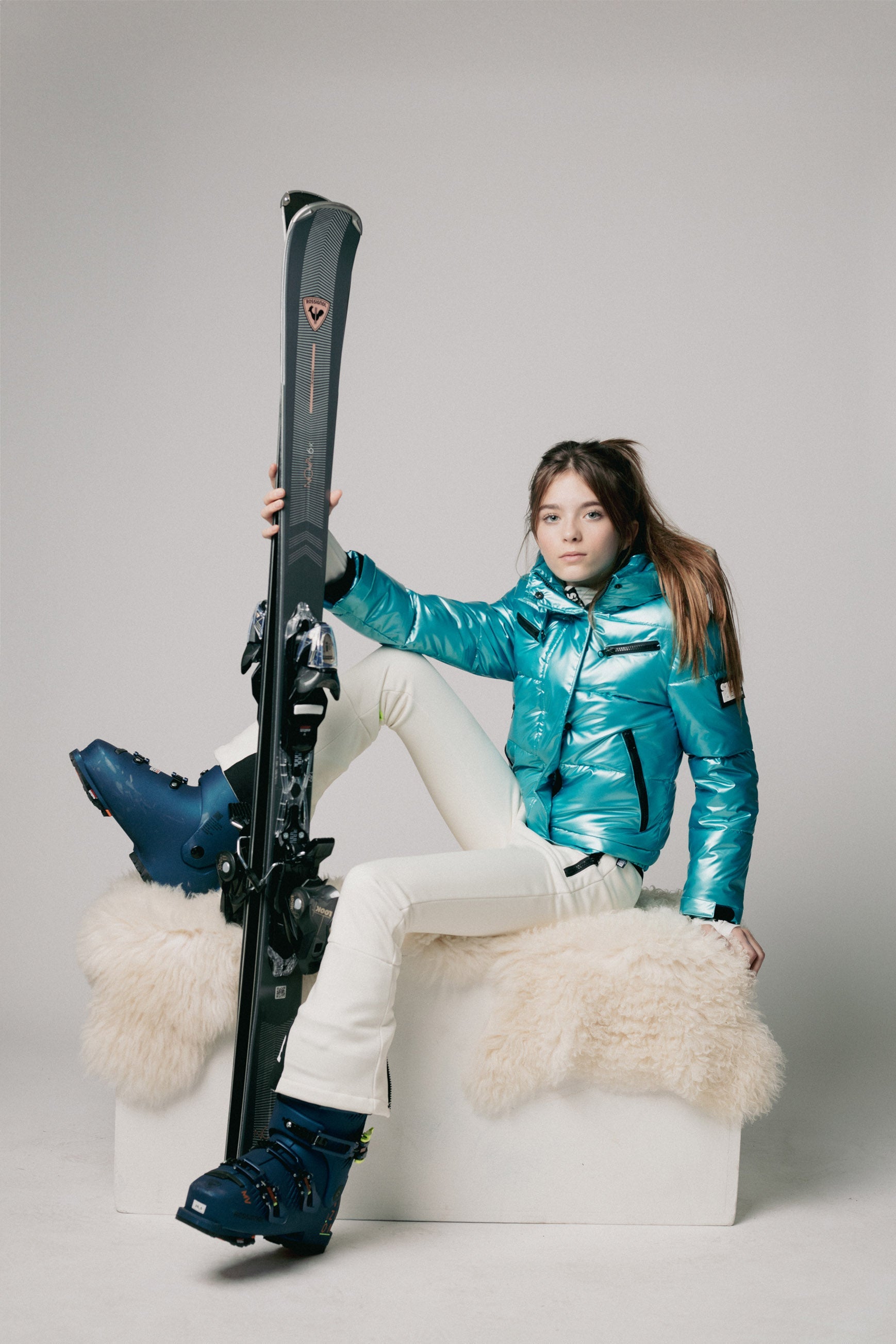 SuperRebel Spicy Girls Hooded Ski Jacket Blue Metallic