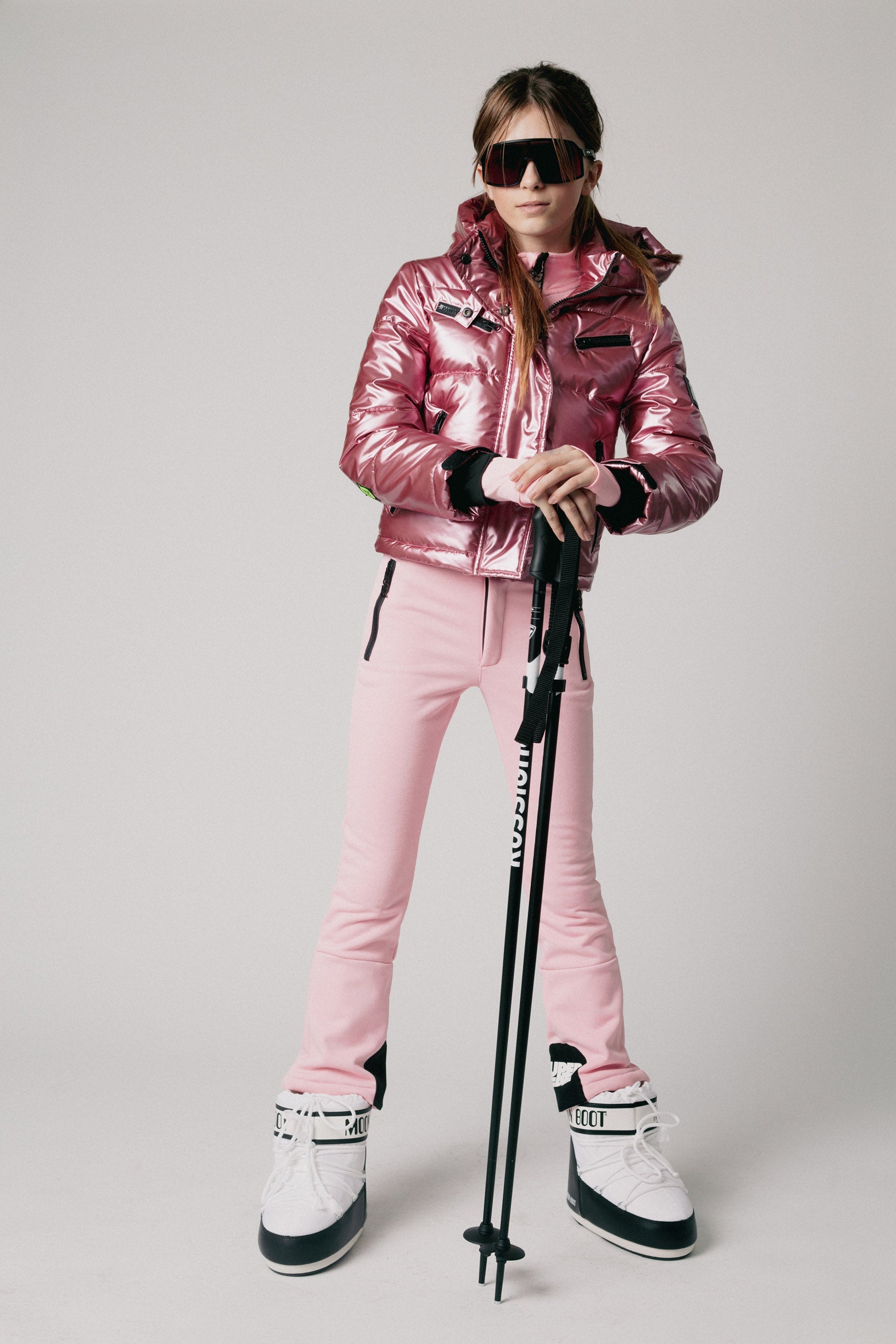 SuperRebel Spicy Girls Hooded Ski Jacket Pink Metallic
