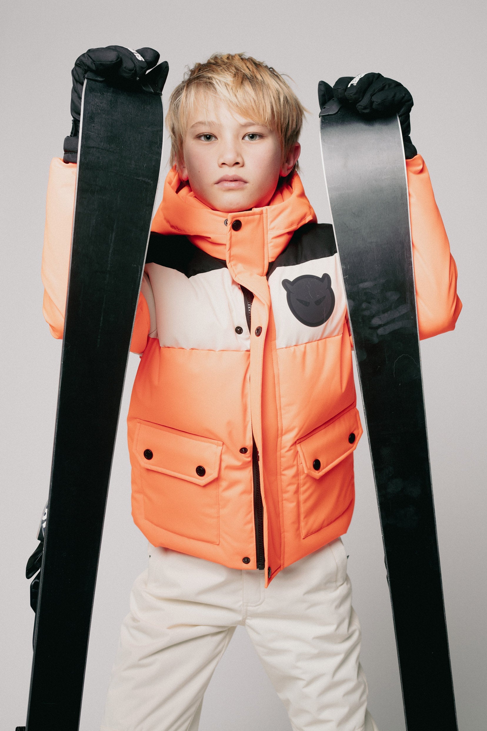 SuperRebel Bobb Boys Winter Jacket Colorblock Neon Orange